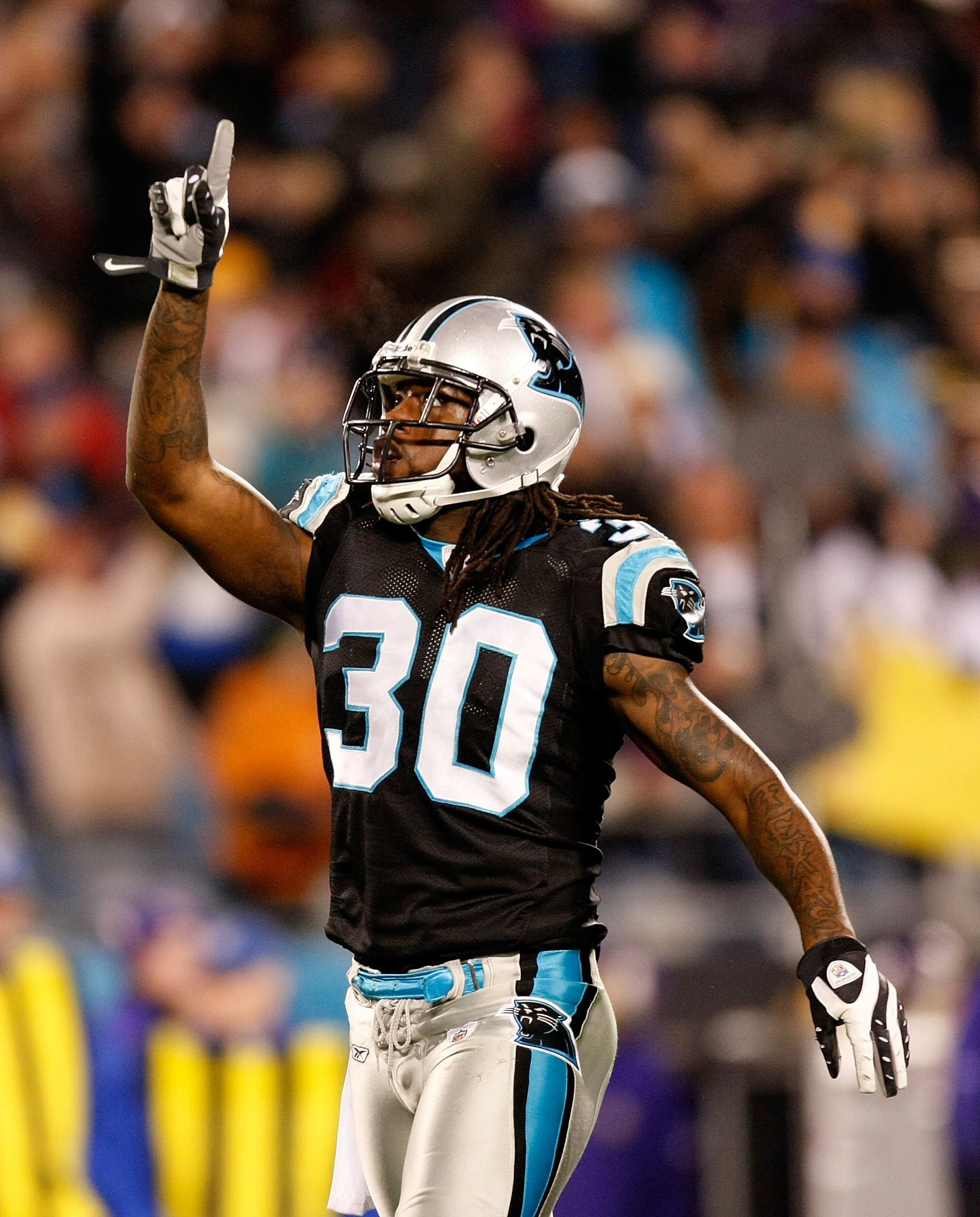 CHARLOTTE, NC - DECEMBER 20: Charles Godfrey #30 of the Carolina Panthers against the Minnesota Vikings at Bank of America Stadium on December 20, 2009 in Charlotte, North Carolina. (Photo by Kevin C. Cox/Getty Images) CHARLOTTE, NC - DECEMBER 20: Charles Godfrey #30 of the Carolina Panthers against the Minnesota Vikings at Bank of America Stadium on December 20, 2009 in Charlotte, North Carolina. (Photo by Kevin C. Cox/Getty Images)