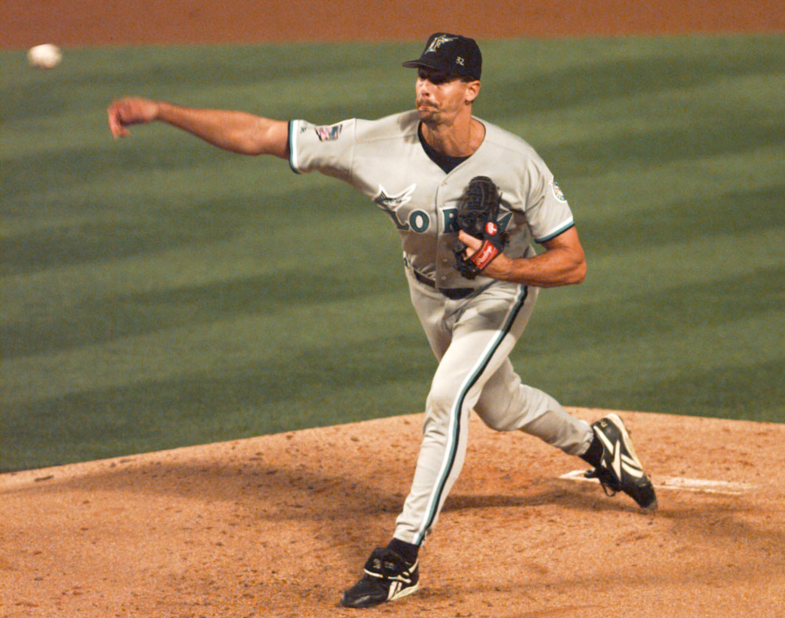 14 Oct 1997:  Pitcher Kevin Brown of the Florida Marlins pitches against the Atlanta Braves in game six of the National League Championship Series at Turner Field in Atlanta, Georgia. Mandatory Credit: Andy Lyons/Allsport  DIGITAL IMAGE ONLY:  NO ORIGINAL