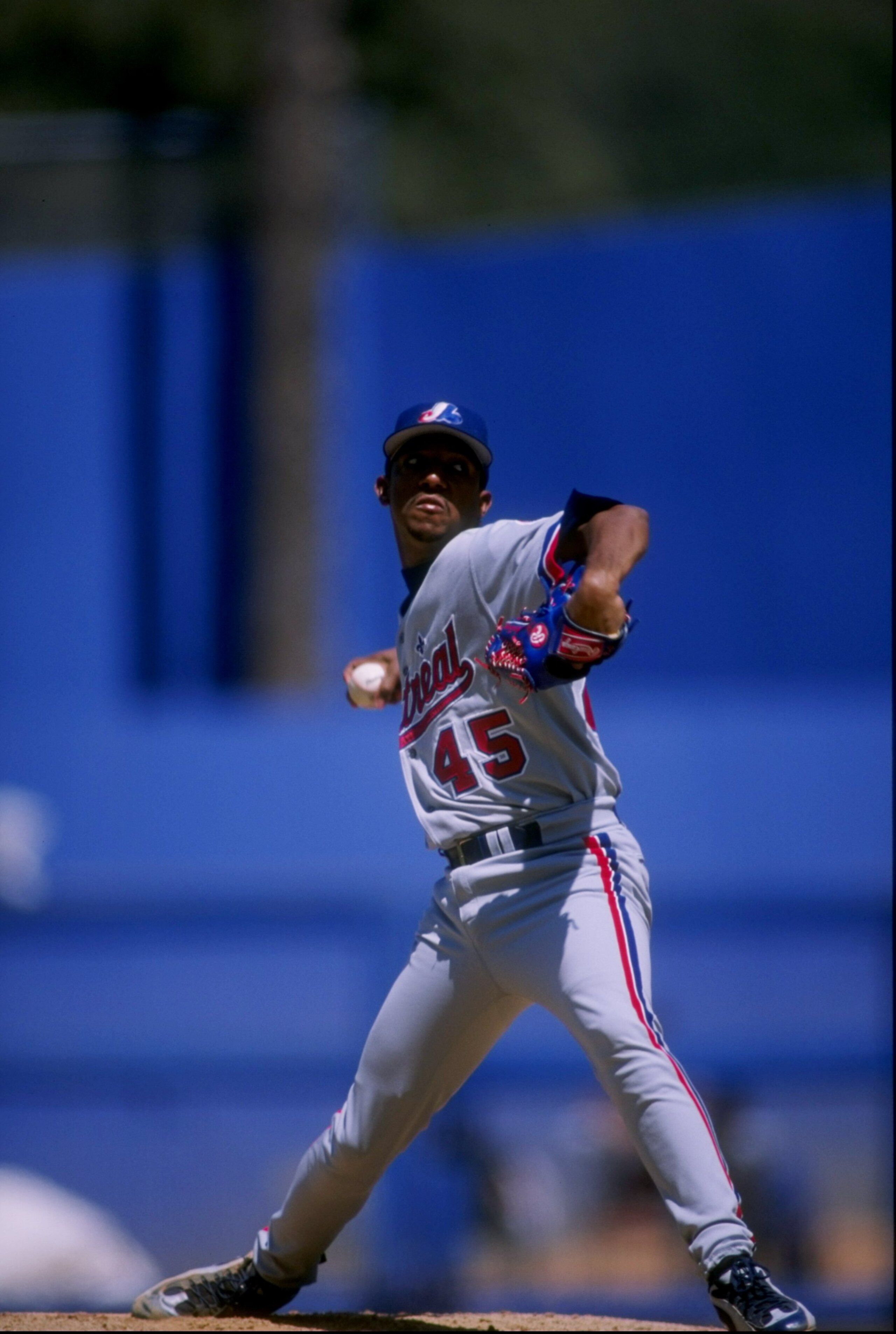 14 Aug 1997: Pitcher Pedro Martinez of the Montreal Expos winds up to throw a pitch during the Expos 1-0 loss to the Los Angeles Dodgers at Dodger Stadium in Los Angeles, California
