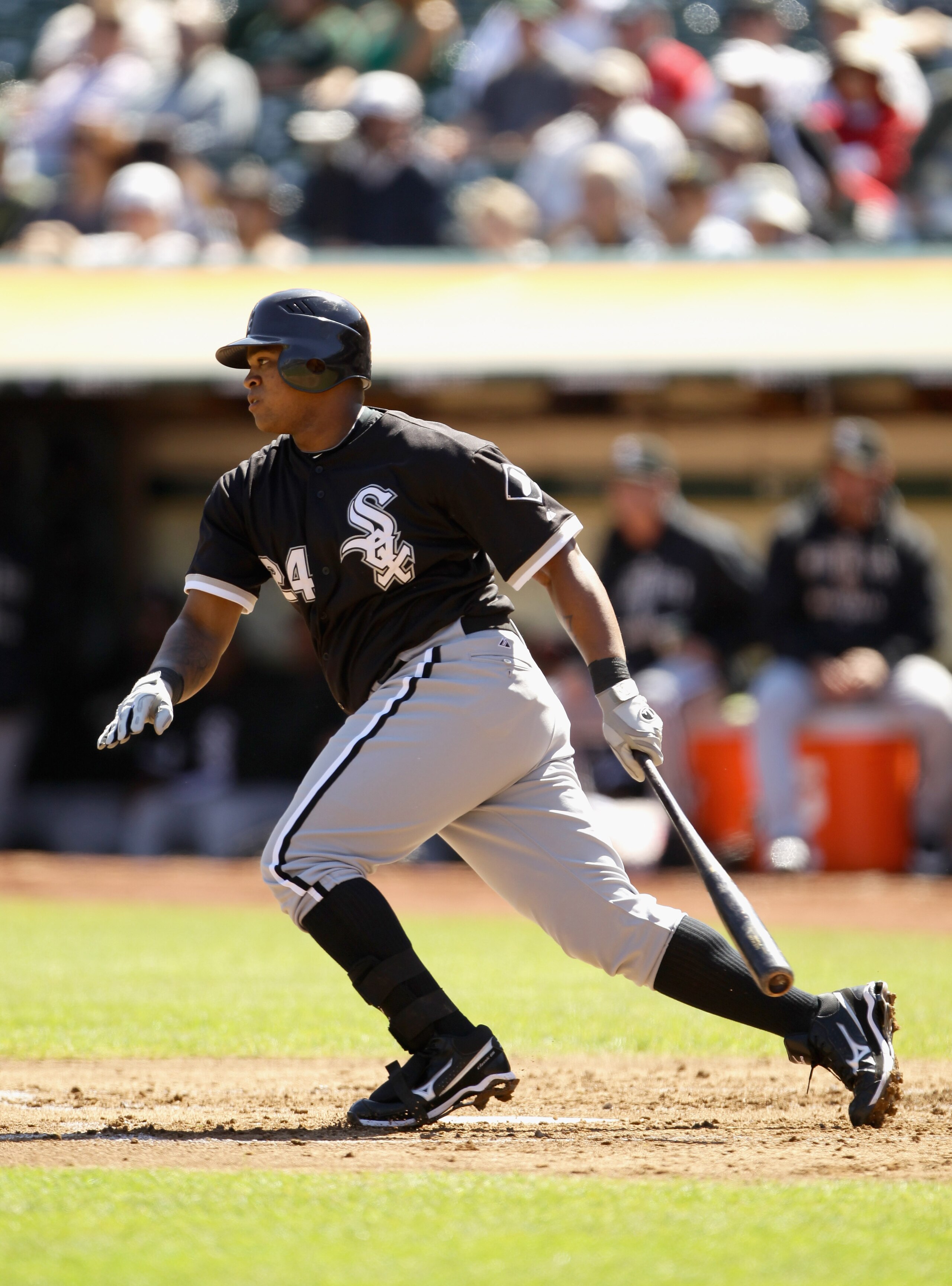 OAKLAND, CA - SEPTEMBER 22:  Dayan Viciedo #24 of the Chicago White Sox bats against the Oakland Athletics at the Oakland-Alameda County Coliseum on September 22, 2010 in Oakland, California.  (Photo by Ezra Shaw/Getty Images)