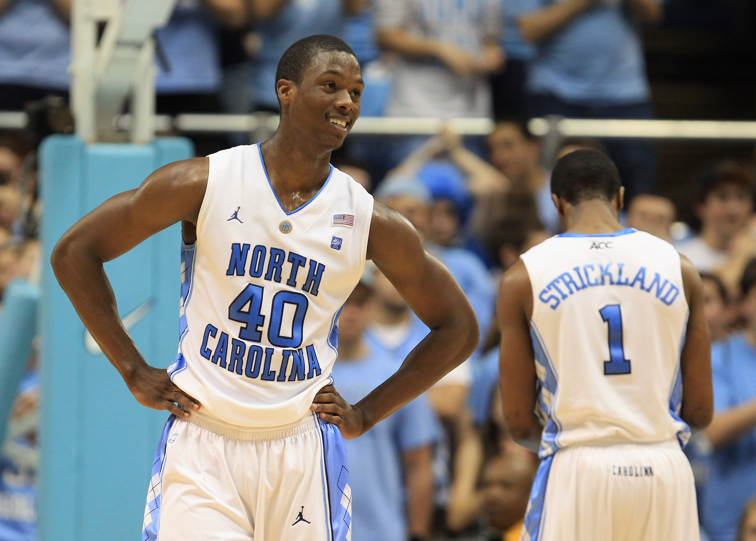 CHAPEL HILL, NC - FEBRUARY 27: Harrison Barnes #40 of the North Carolina Tar Heels reacts as his team defeats the Maryland Terrapins 87-76 at the Dean E. Smith Center on February 27, 2011 in Chapel Hill, North Carolina. (Photo by Streeter Lecka/Getty Im CHAPEL HILL, NC - FEBRUARY 27: Harrison Barnes #40 of the North Carolina Tar Heels reacts as his team defeats the Maryland Terrapins 87-76 at the Dean E. Smith Center on February 27, 2011 in Chapel Hill, North Carolina. (Photo by Streeter Lecka/Getty Im