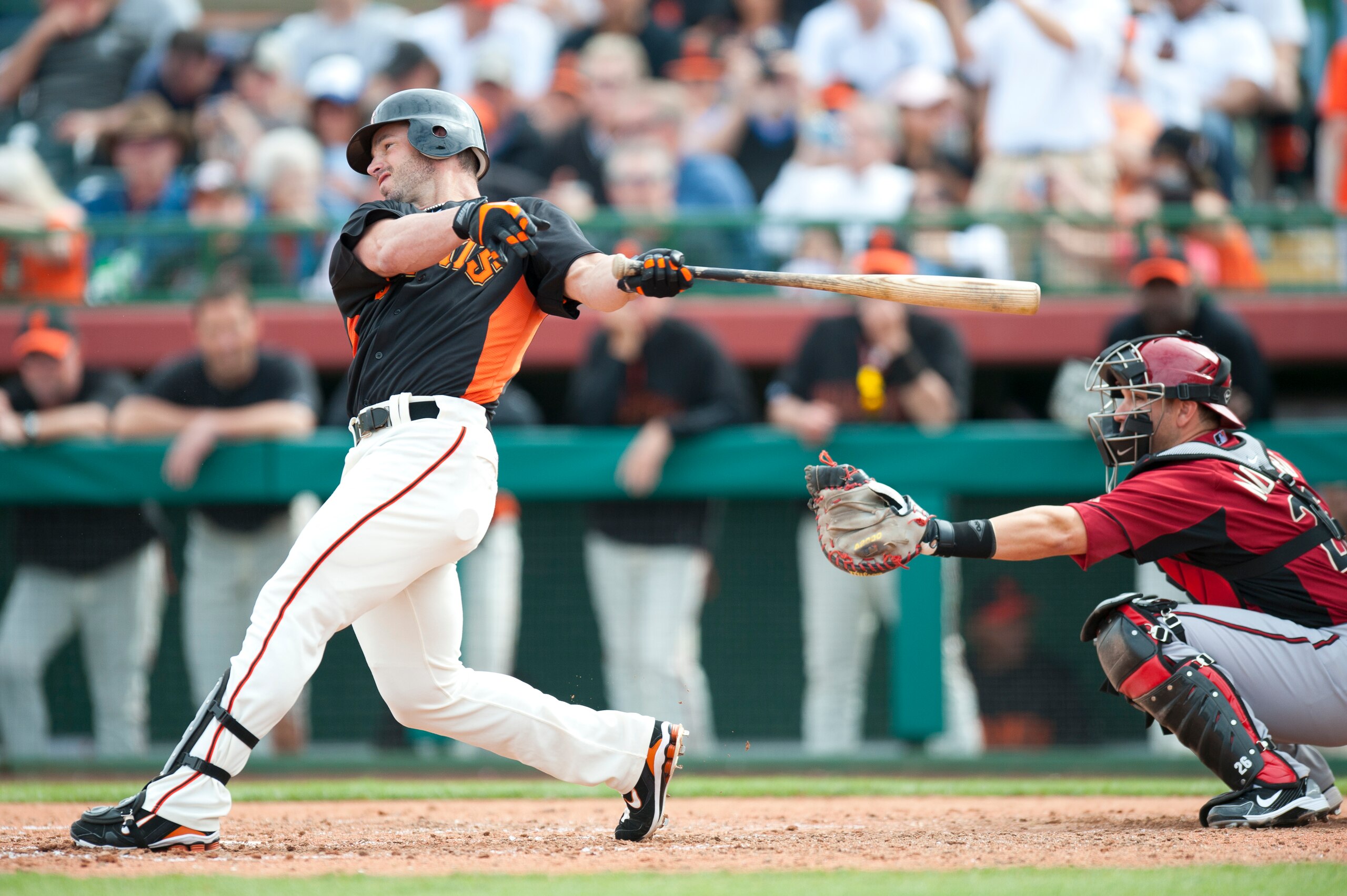 SCOTTSDALE, AZ - FEBRUARY 25: Aaron Rowand #33 of the San Francisco Giants bats during a spring training game against the Arizona Diamondbacks at Scottsdale Stadium on February 25, 2011 in Scottsdale, Arizona. (Photo by Rob Tringali/Getty Images)