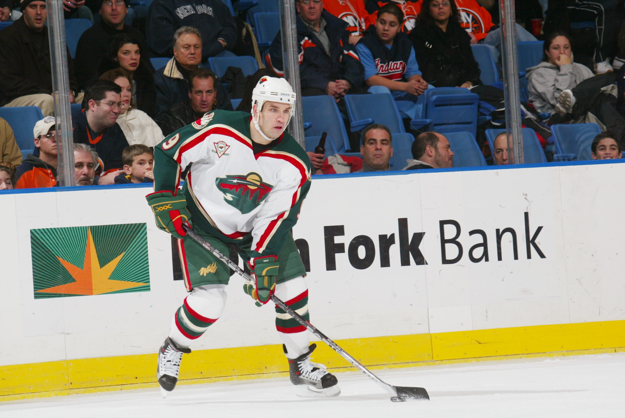 UNIONDALE, NY - DECEMBER 13:  Right wing Alexandre Daigle #9 of the Minnesota Wild handles the puck against the New York Islanders at the Nassau Coliseum on December 13, 2005 in Uniondale, New York. The Wild defeated the Islanders 4-3. (Photo by Bruce Ben