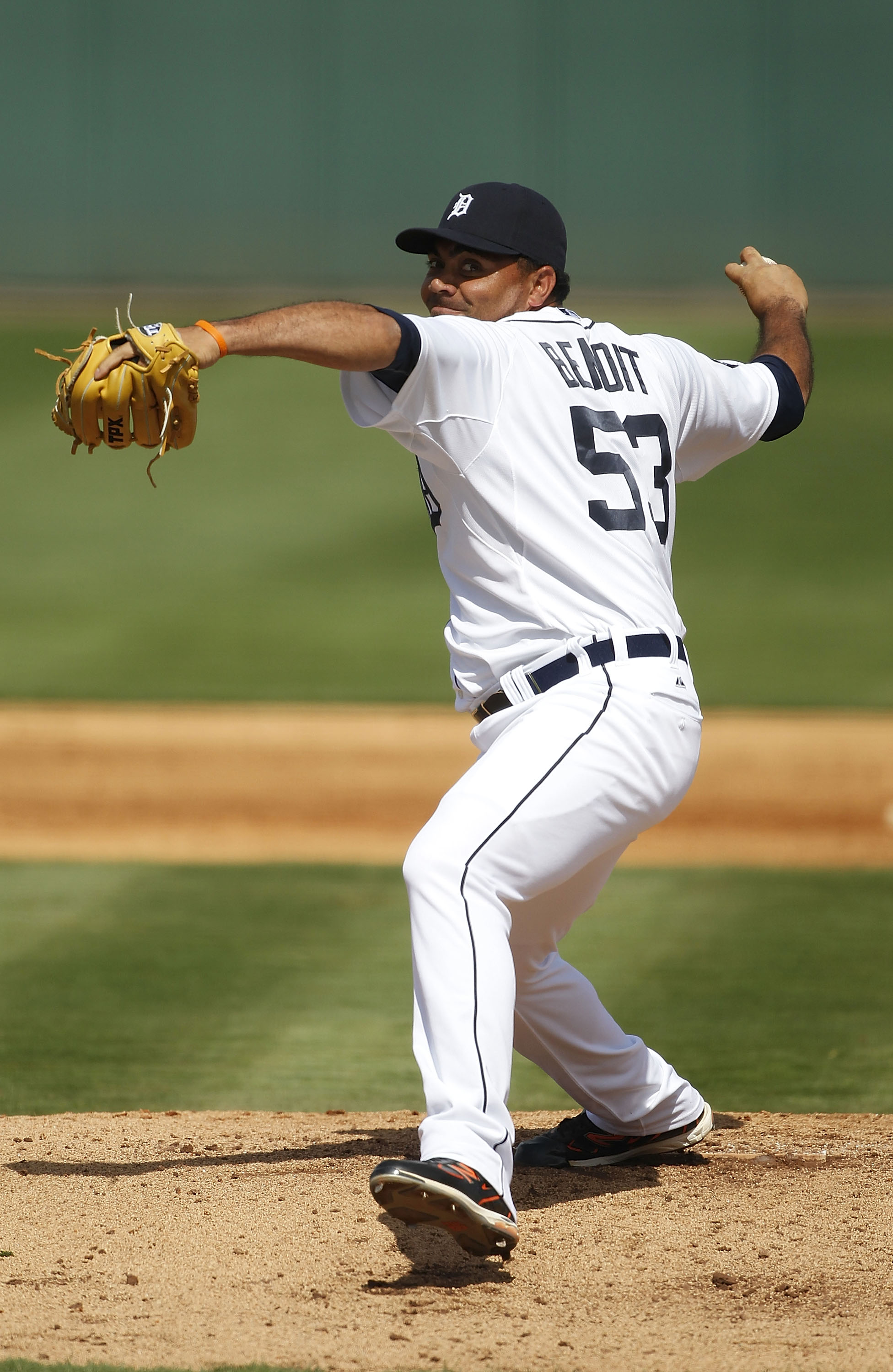 LAKELAND, FL - MARCH 02: Joaquin Benoit #53 of the Detroit pitches during the game against the Houston Astros at Joker Marchant Stadium on March 2, 2011 in Lakeland, Florida. The Astros defeated the Tigers 6-3.  (Photo by Leon Halip/Getty Images)