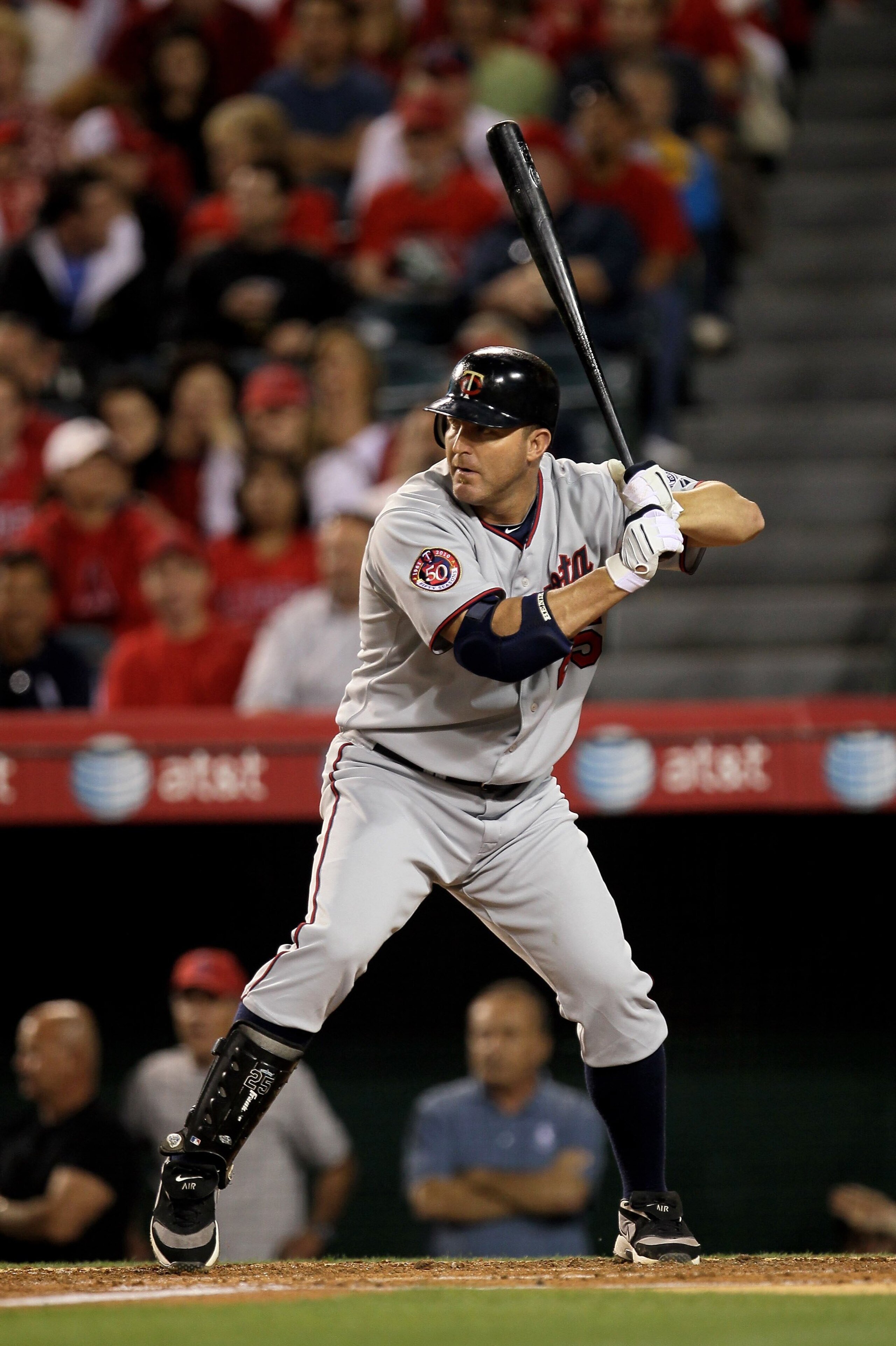 ANAHEIM, CA - APRIL 08:  Jim Thome #25 of the Minnesota Twins bats against the Los Angeles Angels of Anaheim on April 8, 2010 at Angel Stadium in Anaheim, California.  (Photo by Stephen Dunn/Getty Images)