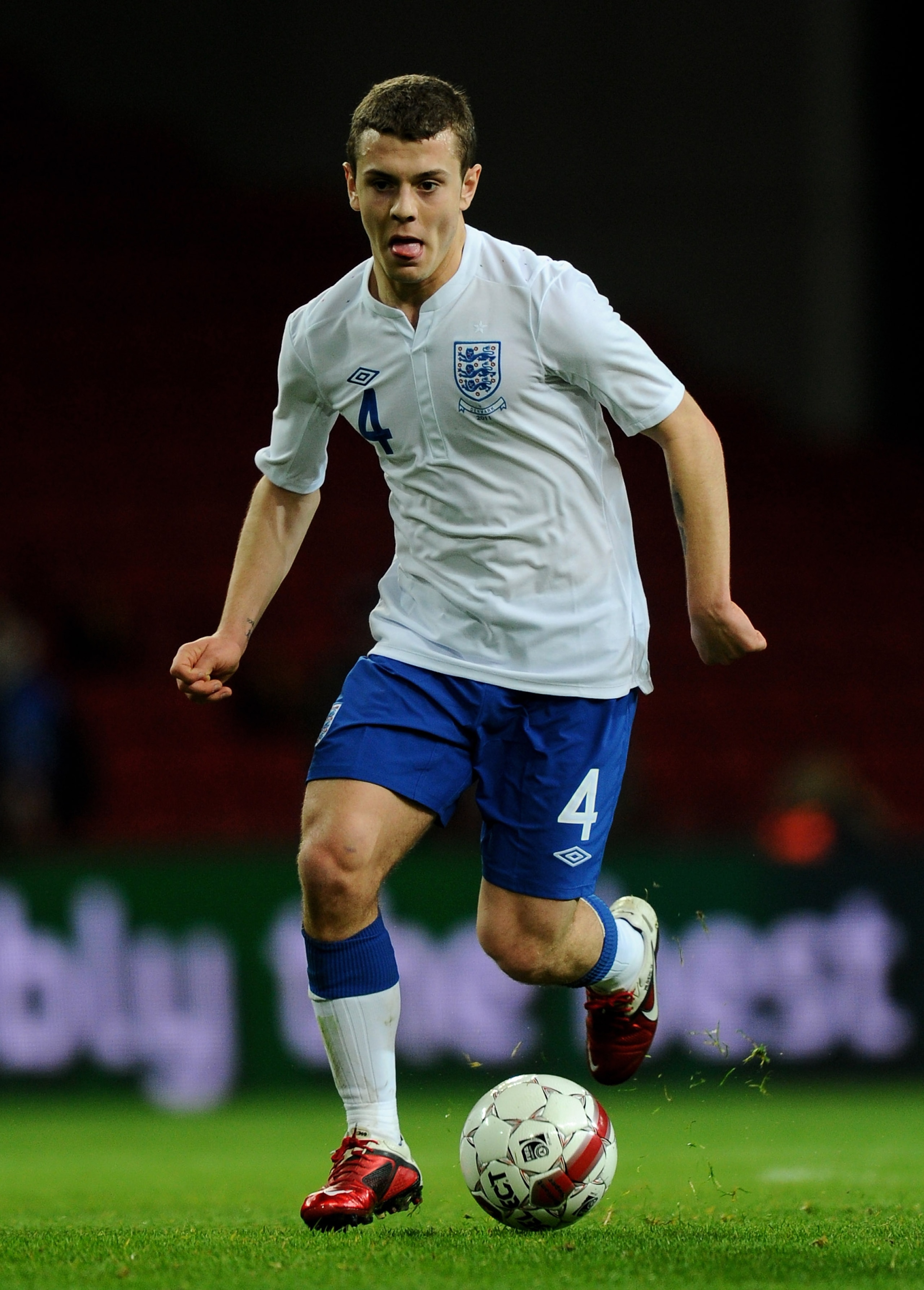 COPENHAGEN, DENMARK - FEBRUARY 09:   Jack Wilshere of England in action during the International Friendly match between Denmark and England at Parken Stadium on February 9, 2011 in Copenhagen, Denmark. (Photo by Mike Hewitt/Getty Images)