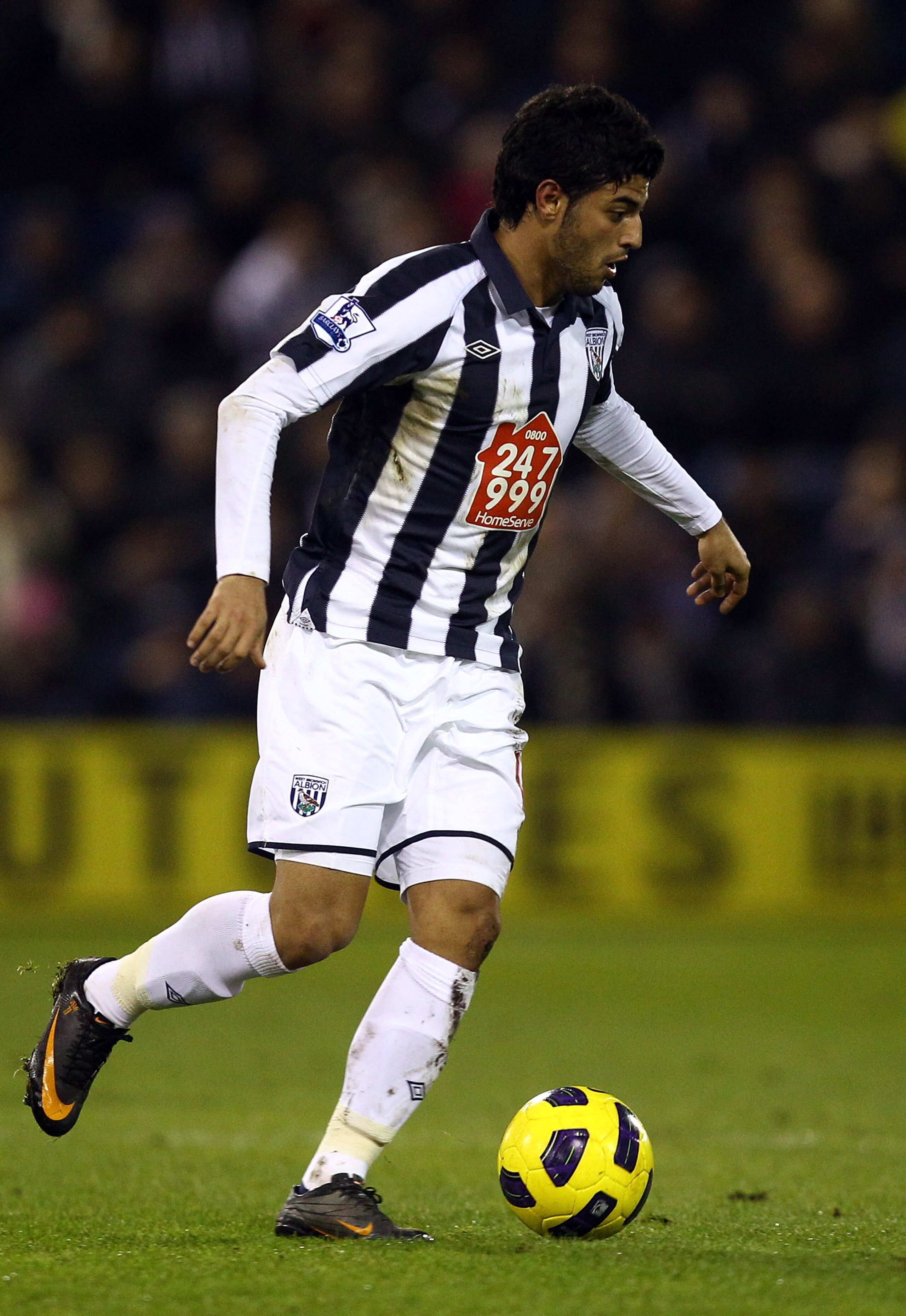 WEST BROMWICH, ENGLAND - FEBRUARY 01:  Carlos Vela of West Brom in action during the Barclays Premier League match between West Bromwich Albion and Wigan Athletic at The Hawthorns on February 1, 2011 in West Bromwich, England.  (Photo by Richard Heathcote