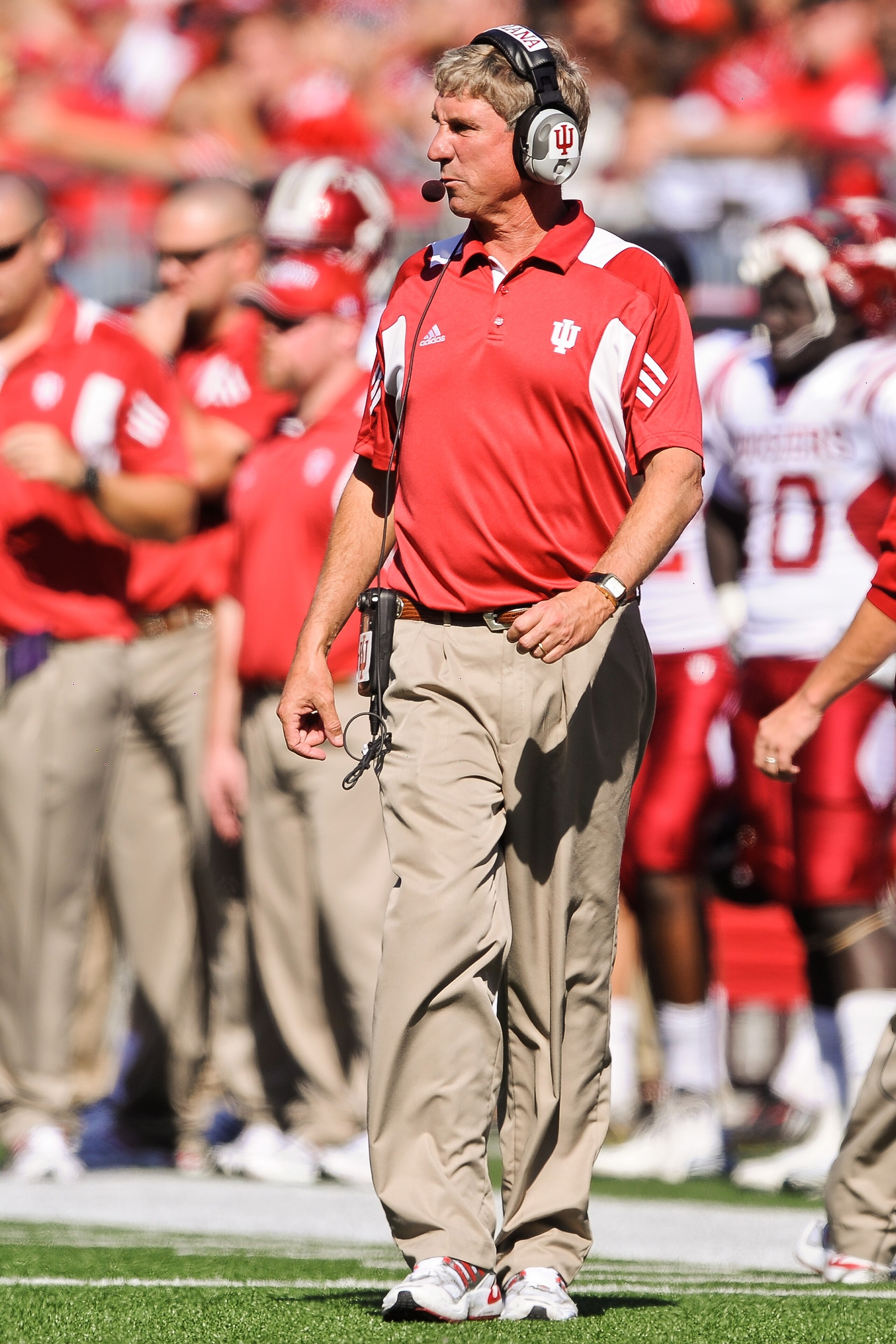 COLUMBUS, OH - OCTOBER 9:  Head Coach Bill Lynch of the Indiana Hoosiers watches his team play the Ohio State Buckeyes at Ohio Stadium on October 9, 2010 in Columbus, Ohio.  (Photo by Jamie Sabau/Getty Images)