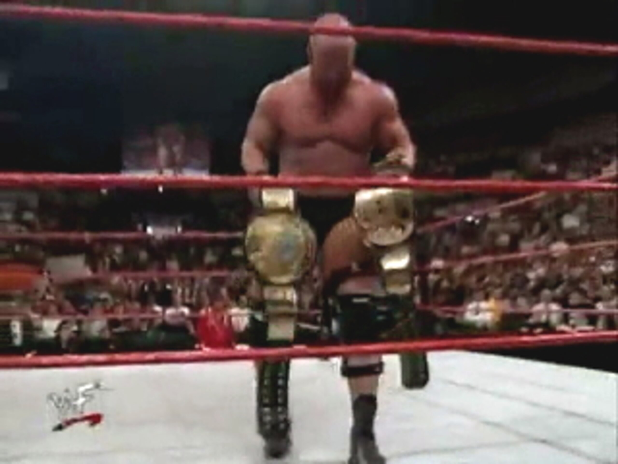 Austin after retaining the World Title
