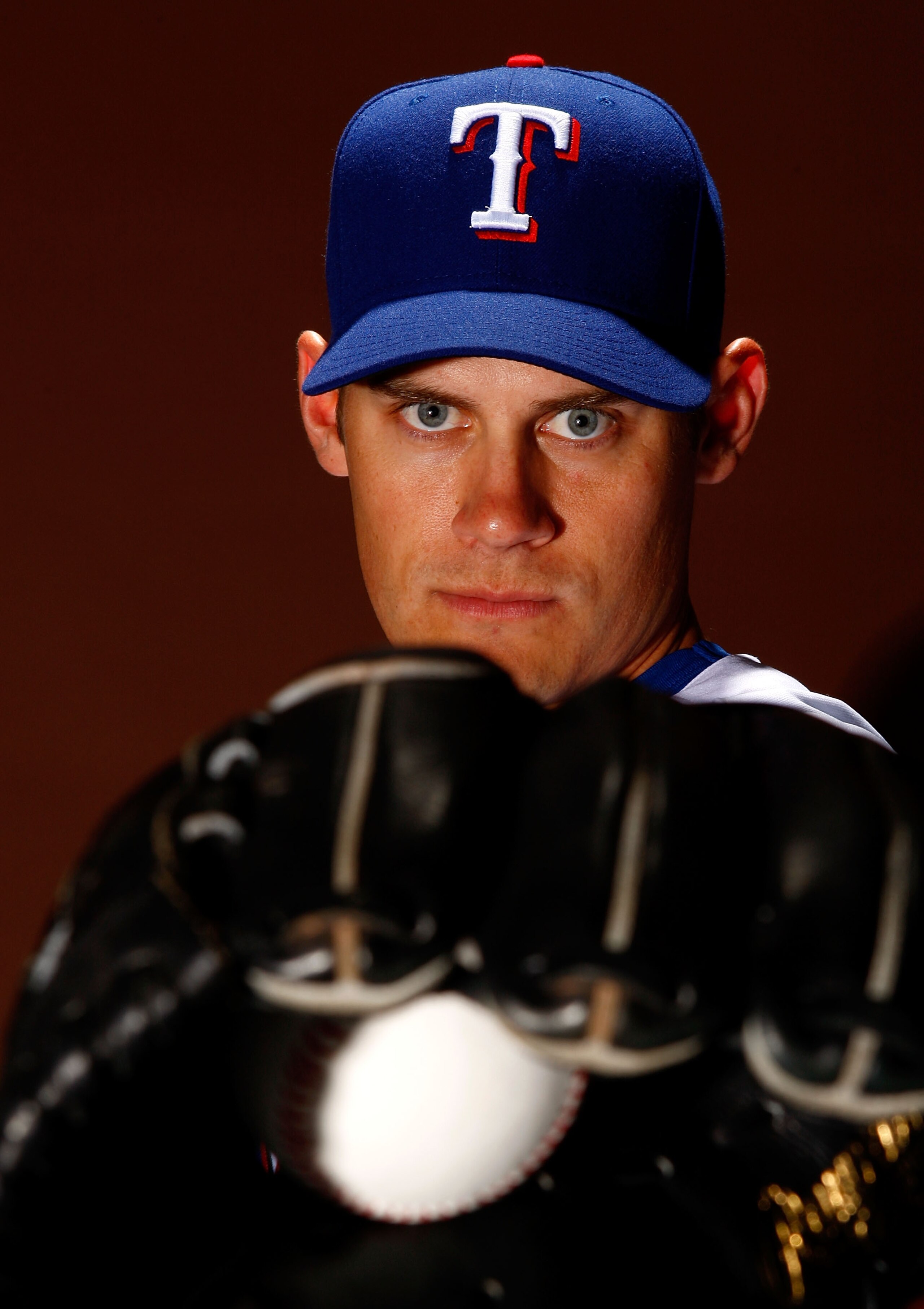 SURPRISE, AZ - FEBRUARY 24:  Jamey Wright #45 of the Texas Rangers poses for a portrait during spring training on February 24, 2008 at Surprise Stadium in Surprise, Arizona.  (Photo by Jamie Squire/Getty Images)