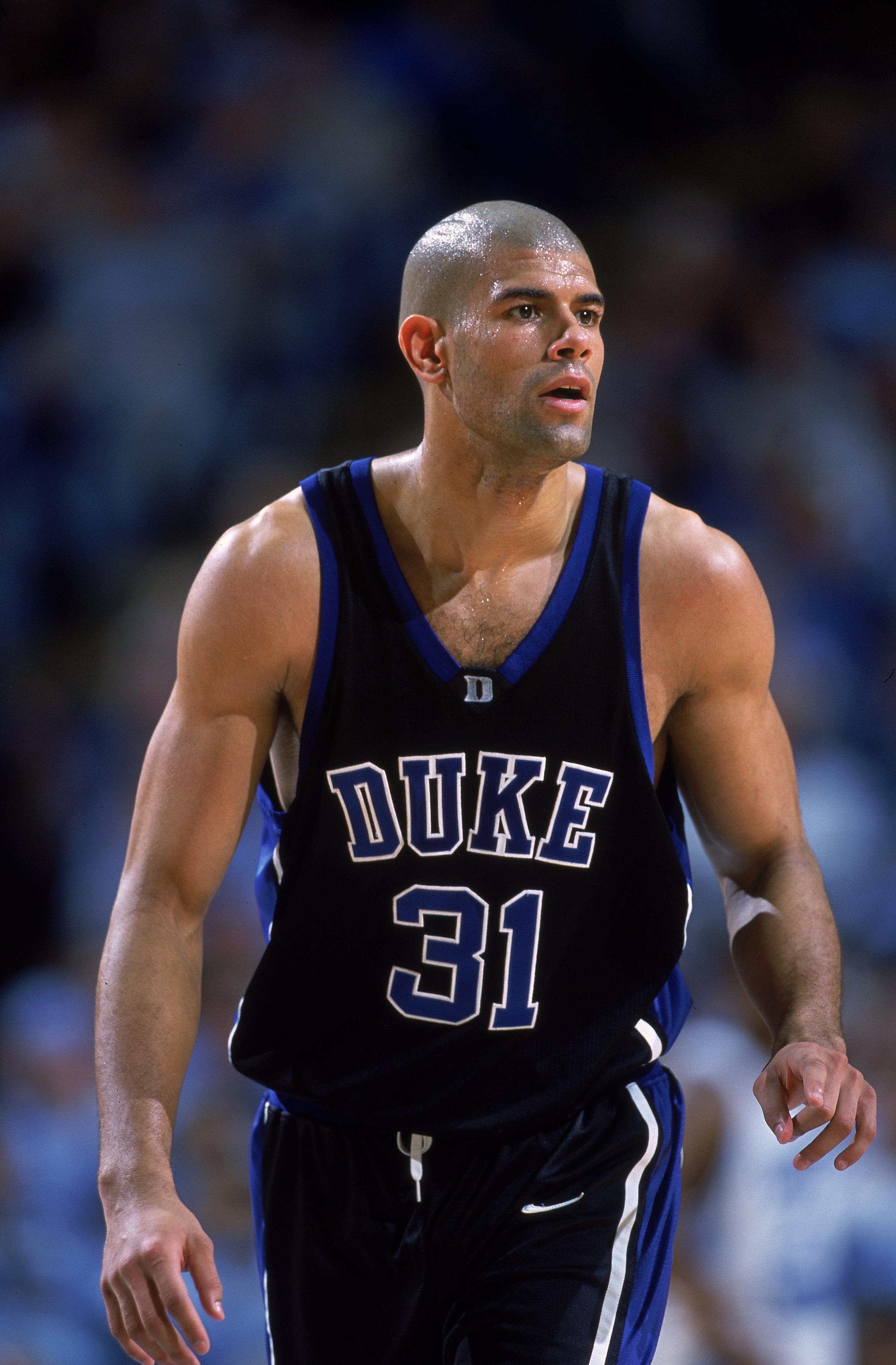 4 Mar 2001: Shane Battier #31 of the Duke Blue Devils looks on from the court during the game against the North Carolina Tar Heels at the Dean E. Smith Center in Chapel Hills, North Carolina. The Blue Devils defeated the Tar Heels 95-81.Mandatory Credit: 4 Mar 2001: Shane Battier #31 of the Duke Blue Devils looks on from the court during the game against the North Carolina Tar Heels at the Dean E. Smith Center in Chapel Hills, North Carolina. The Blue Devils defeated the Tar Heels 95-81.Mandatory Credit:
