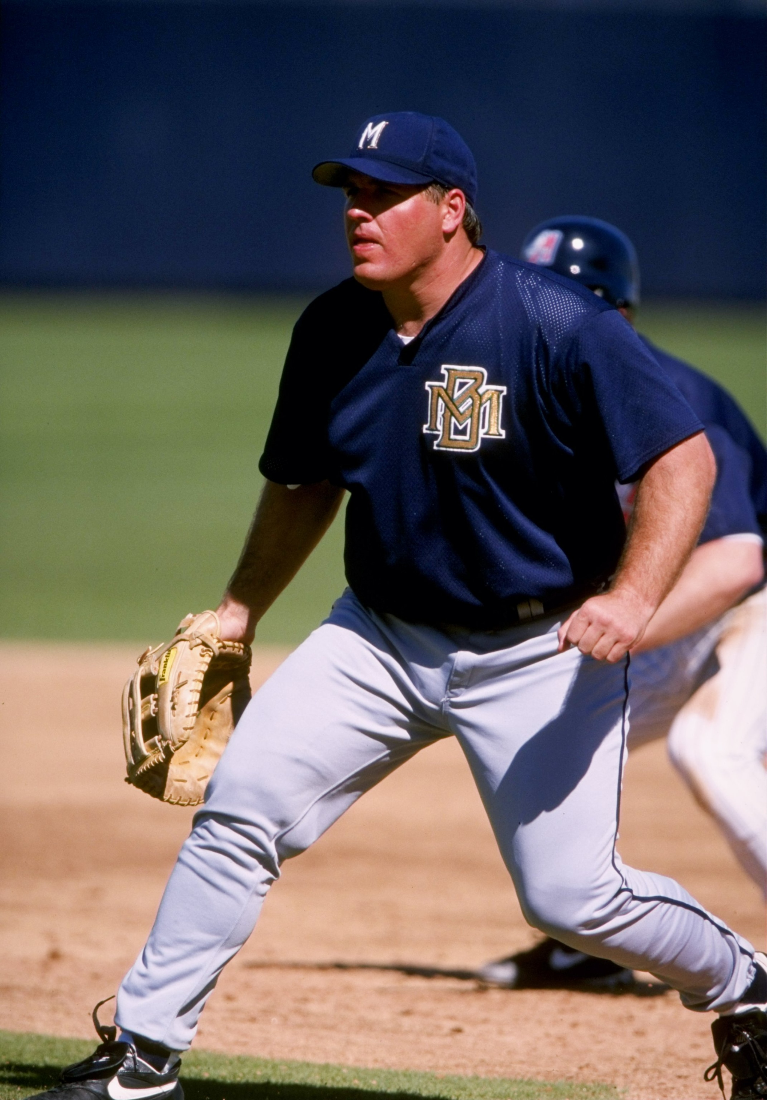 3 Mar 1998:  Bob Hamelin #5 of the Milwaukee Brewers in action during a spring training game against the Anaheim Angels at Tempe Diablo Stadium in Tempe, Arizona.  The Angels defeated the Brewers 12-4. Mandatory Credit: Todd Warshaw  /Allsport