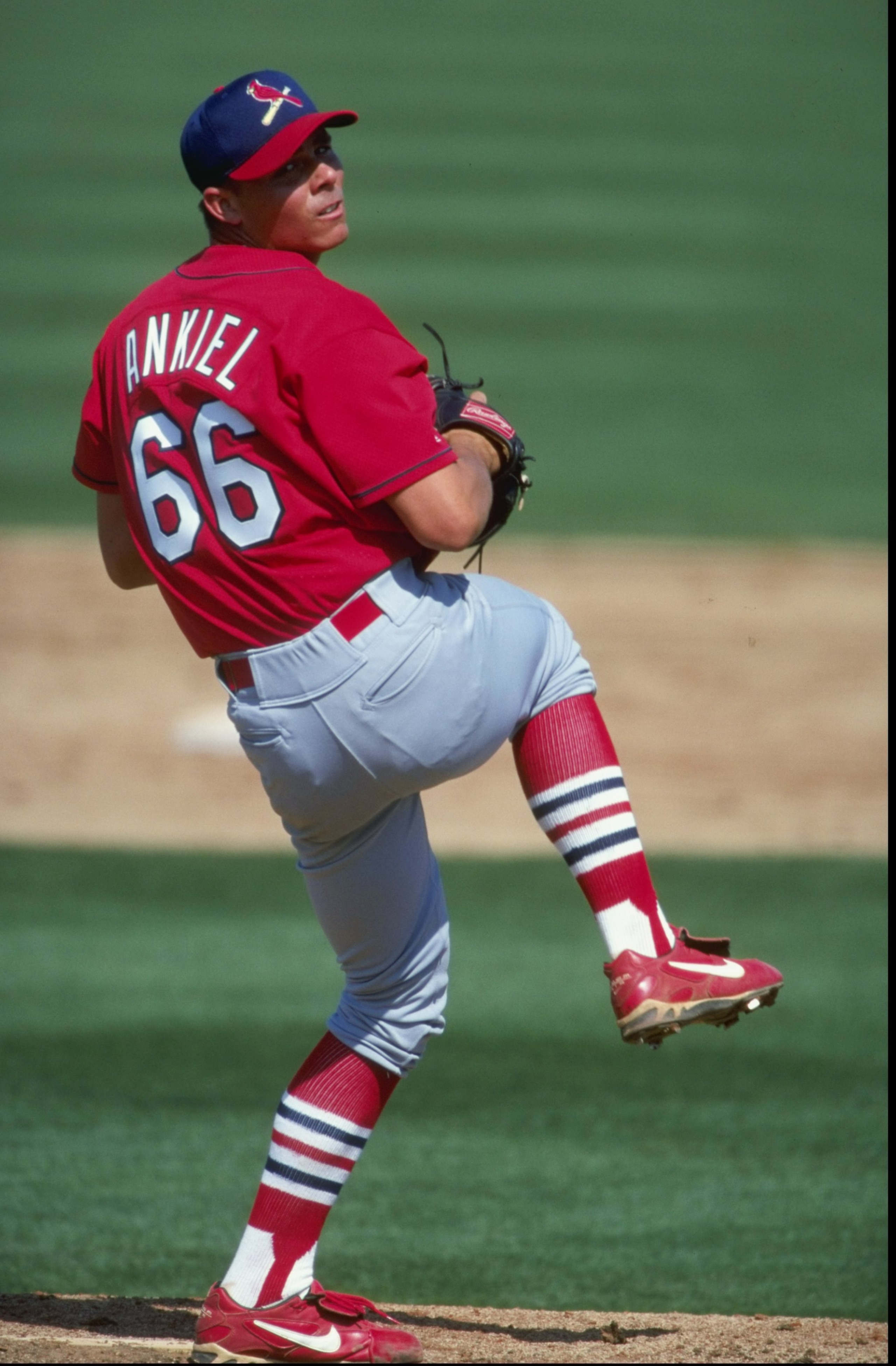 6 Mar 1999:  Pitcher Rick Ankiel #66 of the St. Louis Cardinals pitching during a Spring Training game against the Montreal Expos at the Roger Dean Stadium in Jupiter, Florida. The Expos defeated the Cardinals 4-3. Mandatory Credit: Jamie Squire  /Allspor