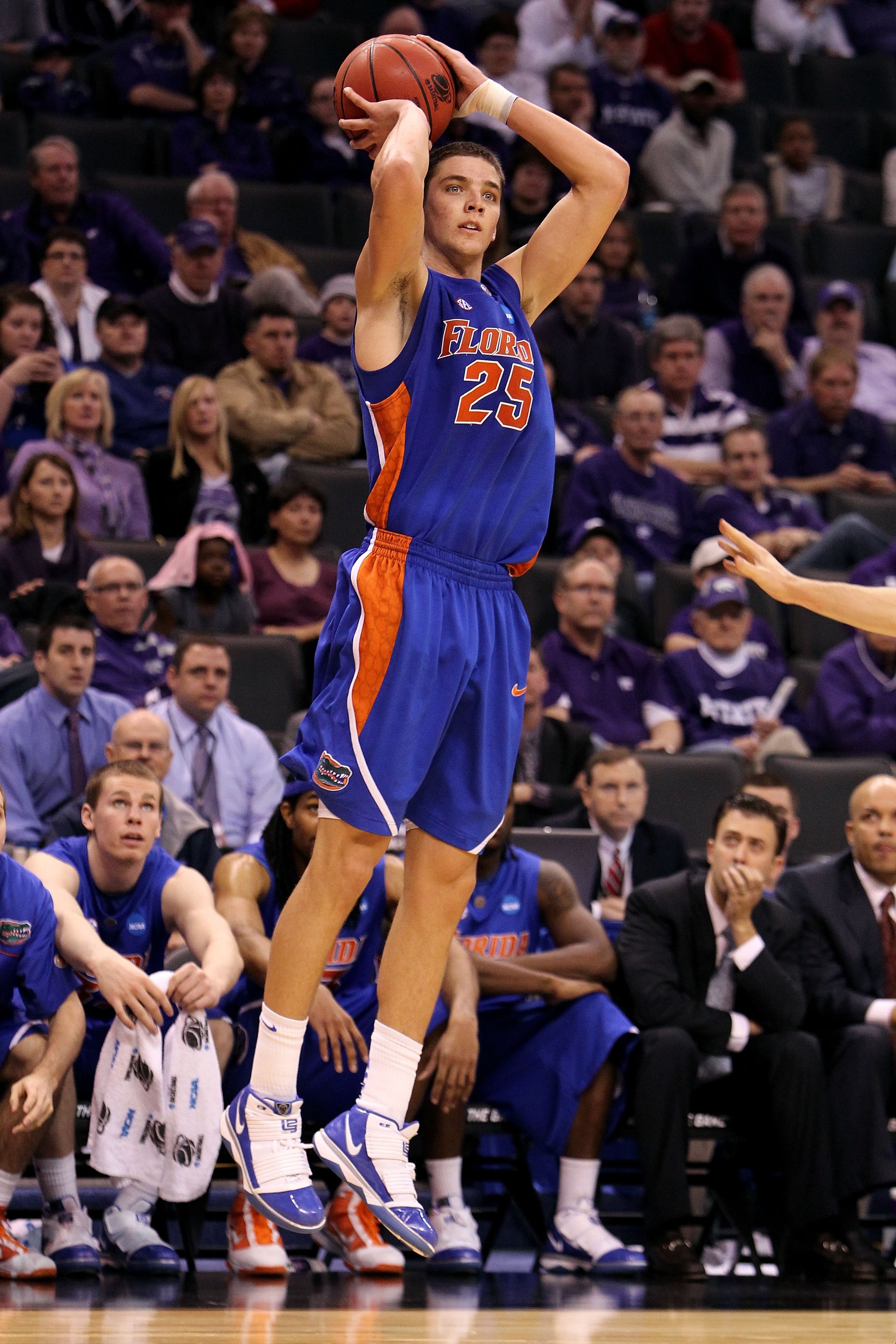 OKLAHOMA CITY - MARCH 18:  Chandler Parsons #25 of the Florida Gators attempts a shot against the BYU Cougars during the first round of the 2010 NCAA menï¿½s basketball tournament at Ford Center on March 18, 2010 in Oklahoma City, Oklahoma.  (Photo by Ronal