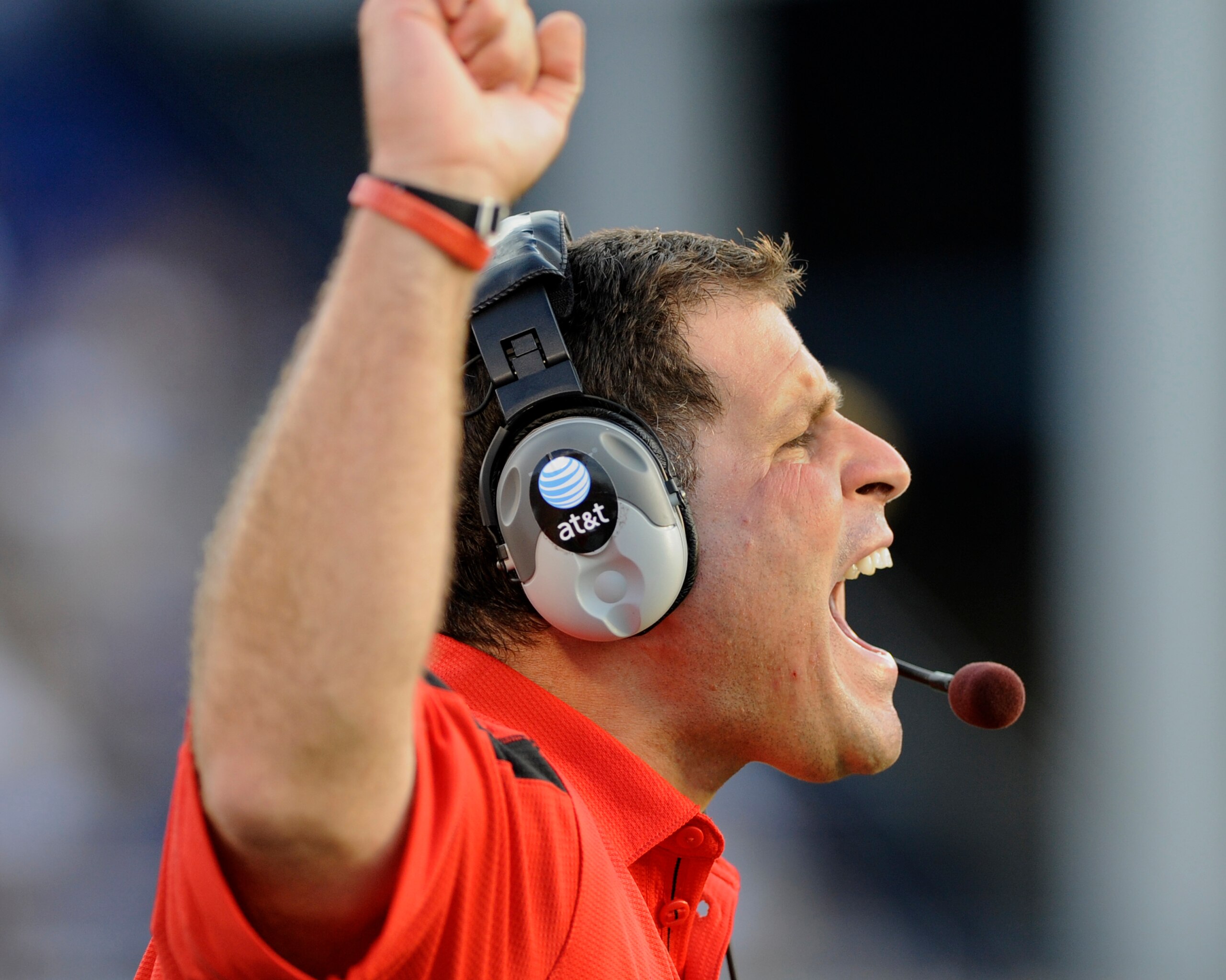 ANNAPOLIS, MD - SEPTEMBER 20: Coach Greg Schiano of the Rutgers Scarlet Knights directs play against the Navy Midshipmen at Jack Stephens Field at Navy-Marine Corps Memorial Stadium on September 20, 2008 in Annapolis, Maryland.  (Photo by Al Messerschmidt