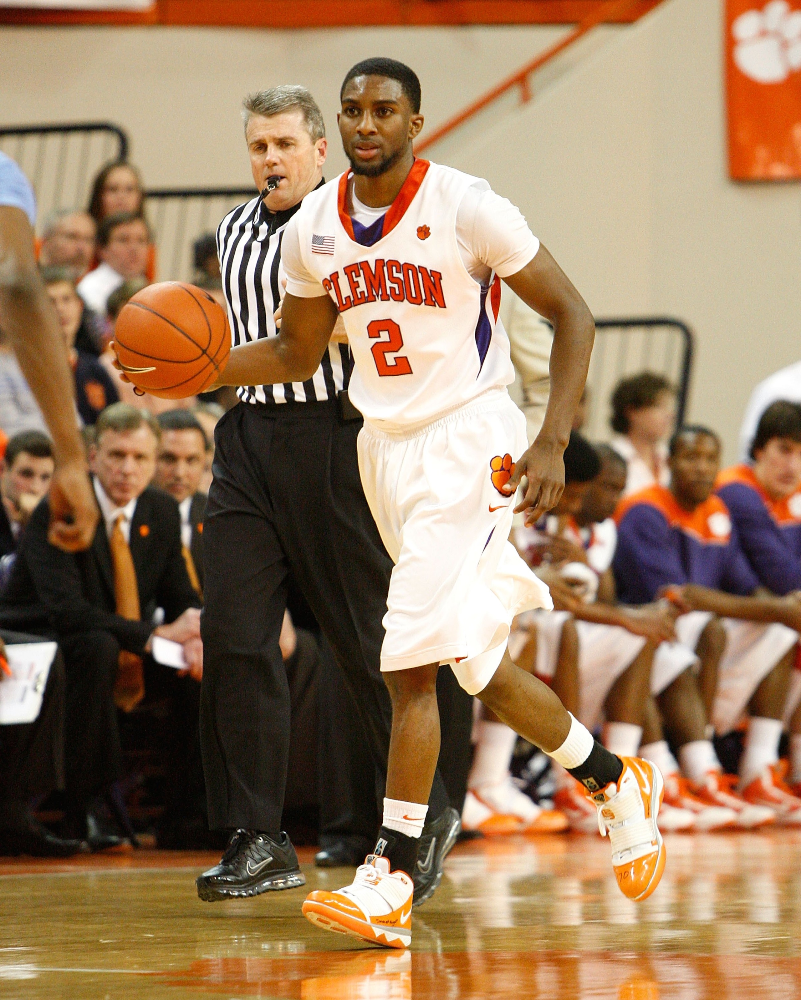 CLEMSON, SC - JANUARY 13:  Demontez Stitt #2 of the Clemson Tigers against the North Carolina Tar Heels at Littlejohn Coliseum on January 13, 2010 in Clemson, South Carolina.  (Photo by Kevin C. Cox/Getty Images)