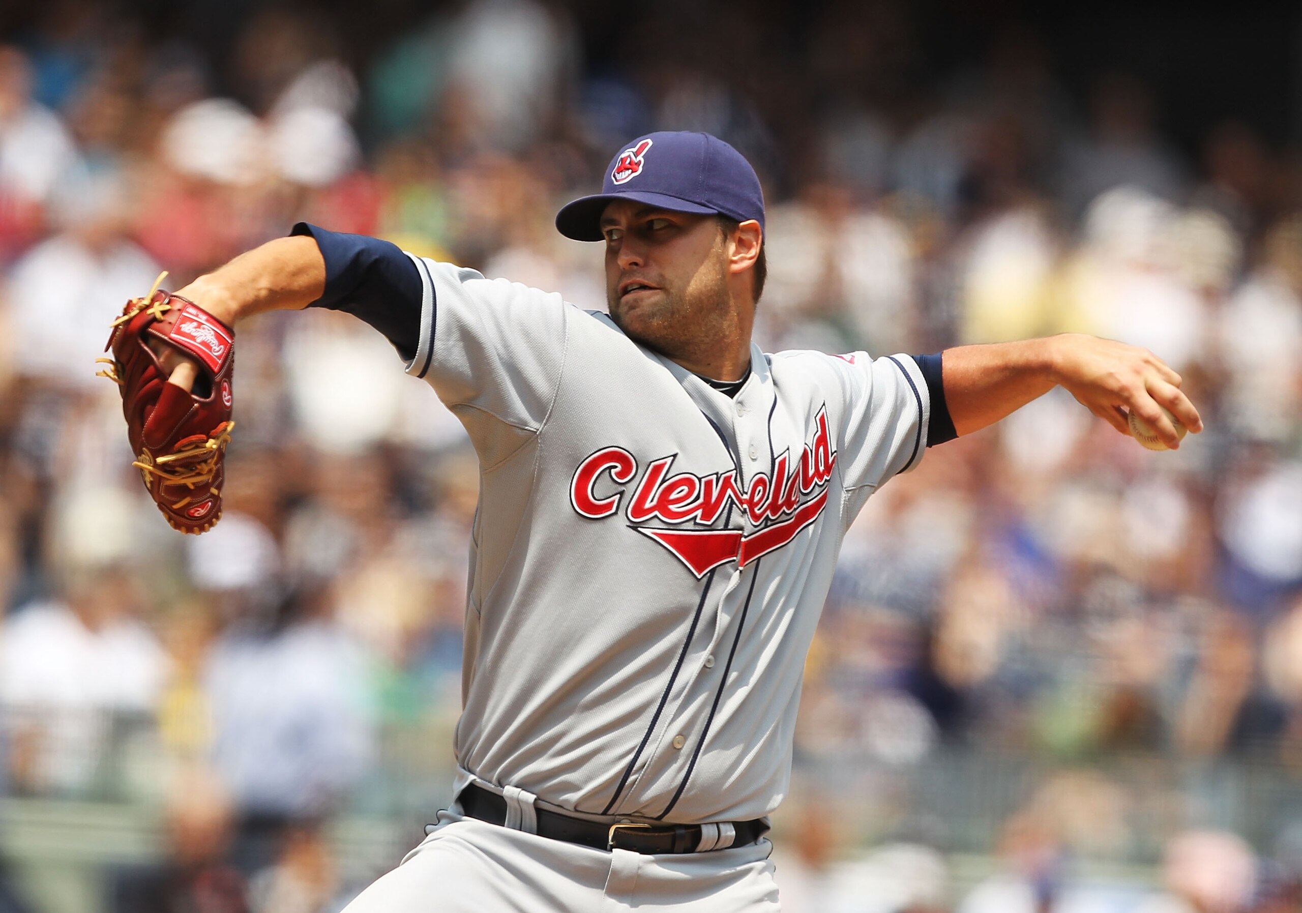 NEW YORK - MAY 29:  David Huff #28  of the Cleveland Indians pitches against The New York Yankees during their game on May 29, 2010 at Yankee Stadium in the Bronx Borough of New York City.  (Photo by Al Bello/Getty Images)