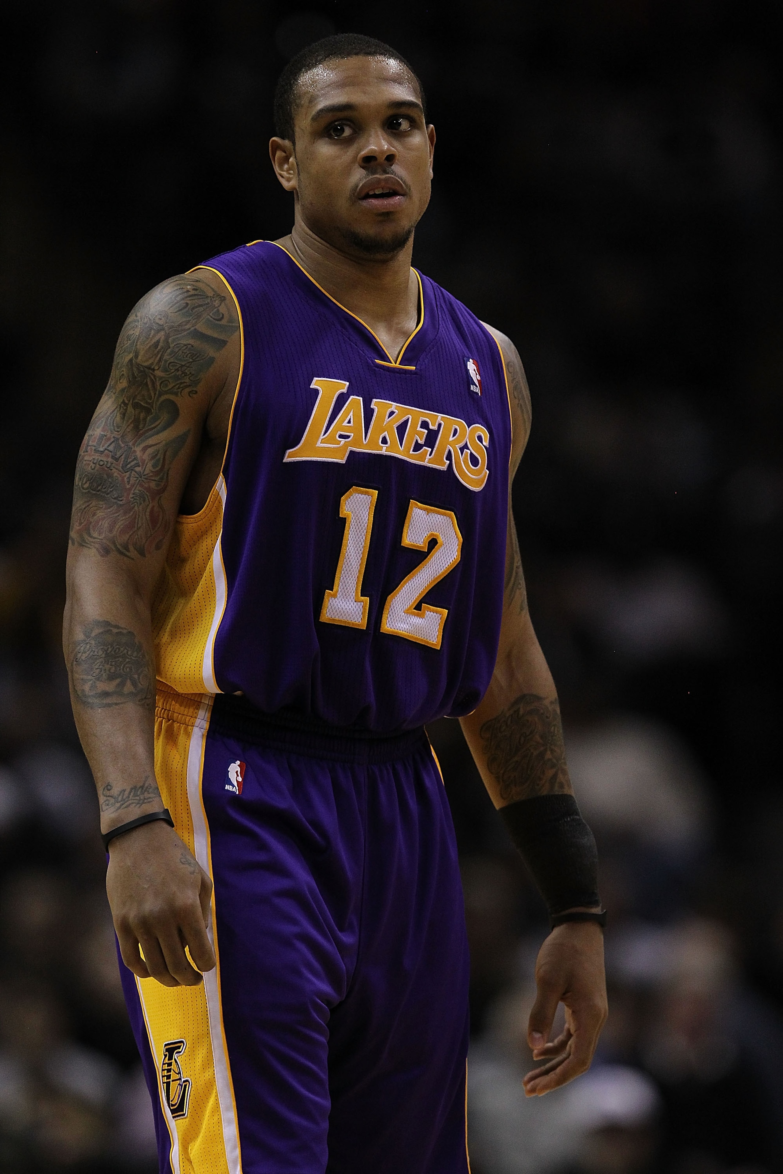 SAN ANTONIO, TX - DECEMBER 28:  Guard Shannon Brown #12 of the Los Angeles Lakers at AT&T Center on December 28, 2010 in San Antonio, Texas.  NOTE TO USER: User expressly acknowledges and agrees that, by downloading and/or using this photograph, user is c