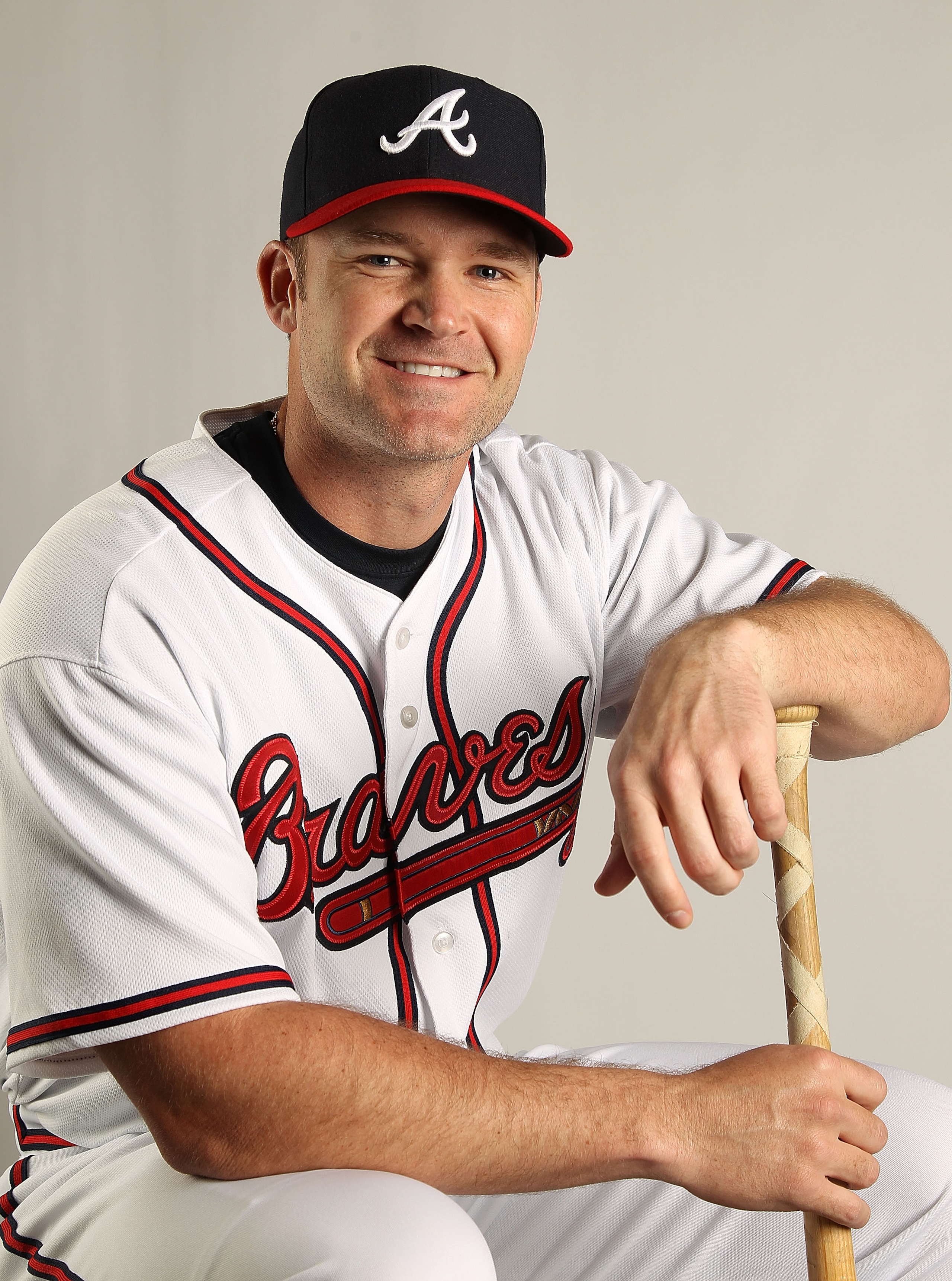 LAKE BUENA VISTA, FL - FEBRUARY 21: David Ross #8 of the Atlanta Braves during Photo Day at  Champion Stadium at ESPN Wide World of Sports of Complex on February 21, 2011 in Lake Buena Vista, Florida. (Photo by Mike Ehrmann/Getty Images)