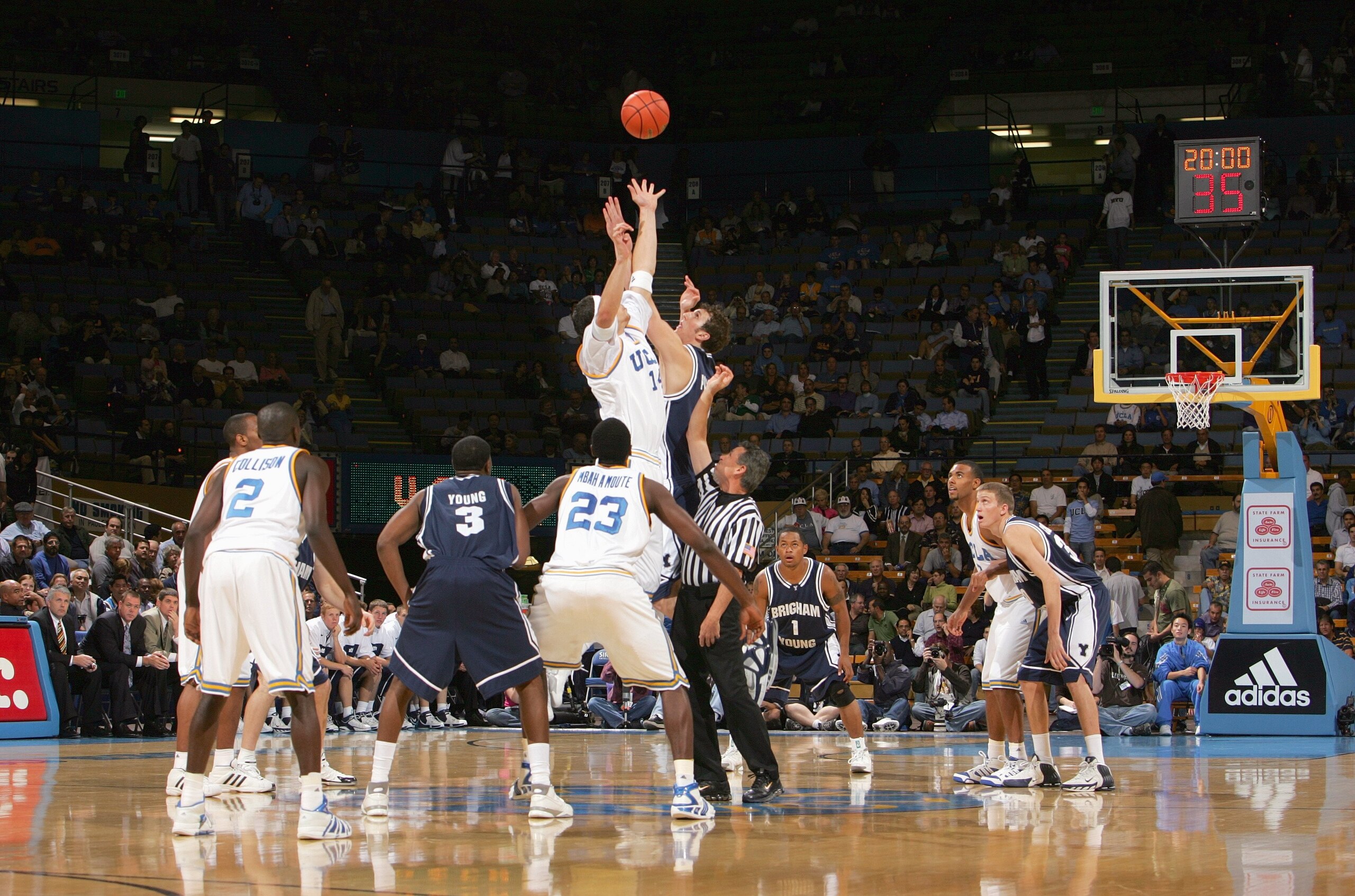 LOS ANGELES - NOVEMBER 15: Lorenzo Mata #14 of the UCLA Bruins tips the ball during the game against the BYU Cougars on November 15, 2006 at Pauley Pavilion in Los Angeles, California. UCLA defeated BYU 82-69. (Photo by Stephen Dunn/Getty Images) LOS ANGELES - NOVEMBER 15: Lorenzo Mata #14 of the UCLA Bruins tips the ball during the game against the BYU Cougars on November 15, 2006 at Pauley Pavilion in Los Angeles, California. UCLA defeated BYU 82-69. (Photo by Stephen Dunn/Getty Images)