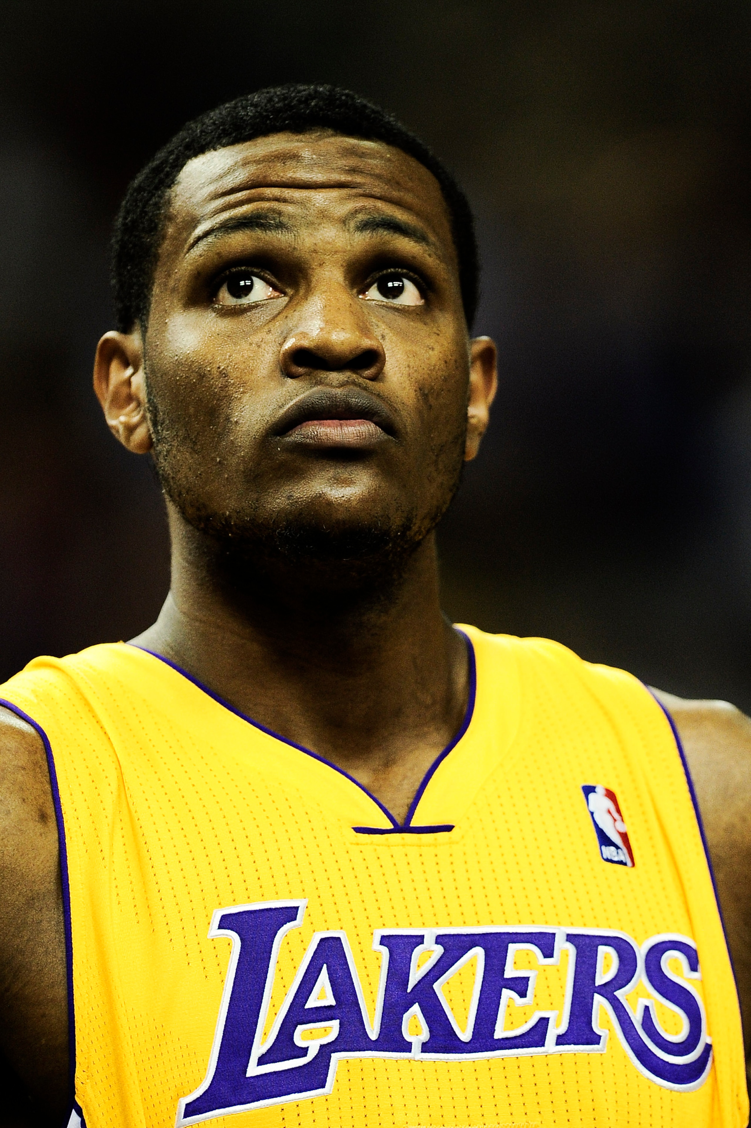 BARCELONA, SPAIN - OCTOBER 07:  Devin Ebanks #3 of the Los Angeles Lakers looks on during the NBA Europe Live match between Los Angeles Lakers and Regal FC Barcelona at the at Palau Blaugrana on October 7, 2010 in Barcelona, Spain.  (Photo by David Ramos/
