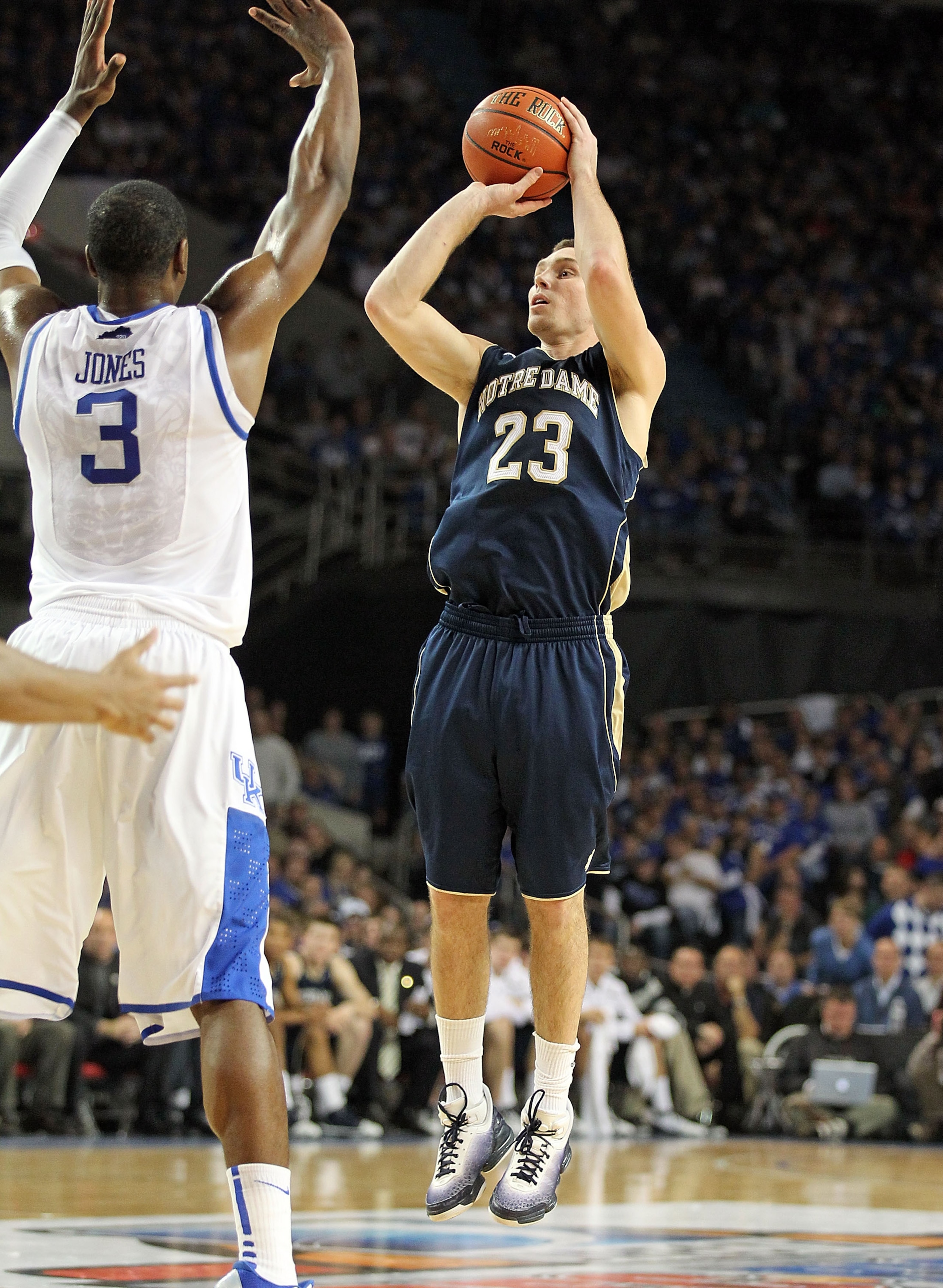 LOUISVILLE, KY - DECEMBER 08: Ben Hansbrough #23 of the Notre Dame Fighting Irish shoots the ball during the game against the Kentucky Wildcats in the 2010 DIRECTV SEC/BIG EAST Invitational at Freedom Hall on December 8, 2010 in Louisville, Kentucky. LOUISVILLE, KY - DECEMBER 08: Ben Hansbrough #23 of the Notre Dame Fighting Irish shoots the ball during the game against the Kentucky Wildcats in the 2010 DIRECTV SEC/BIG EAST Invitational at Freedom Hall on December 8, 2010 in Louisville, Kentucky.