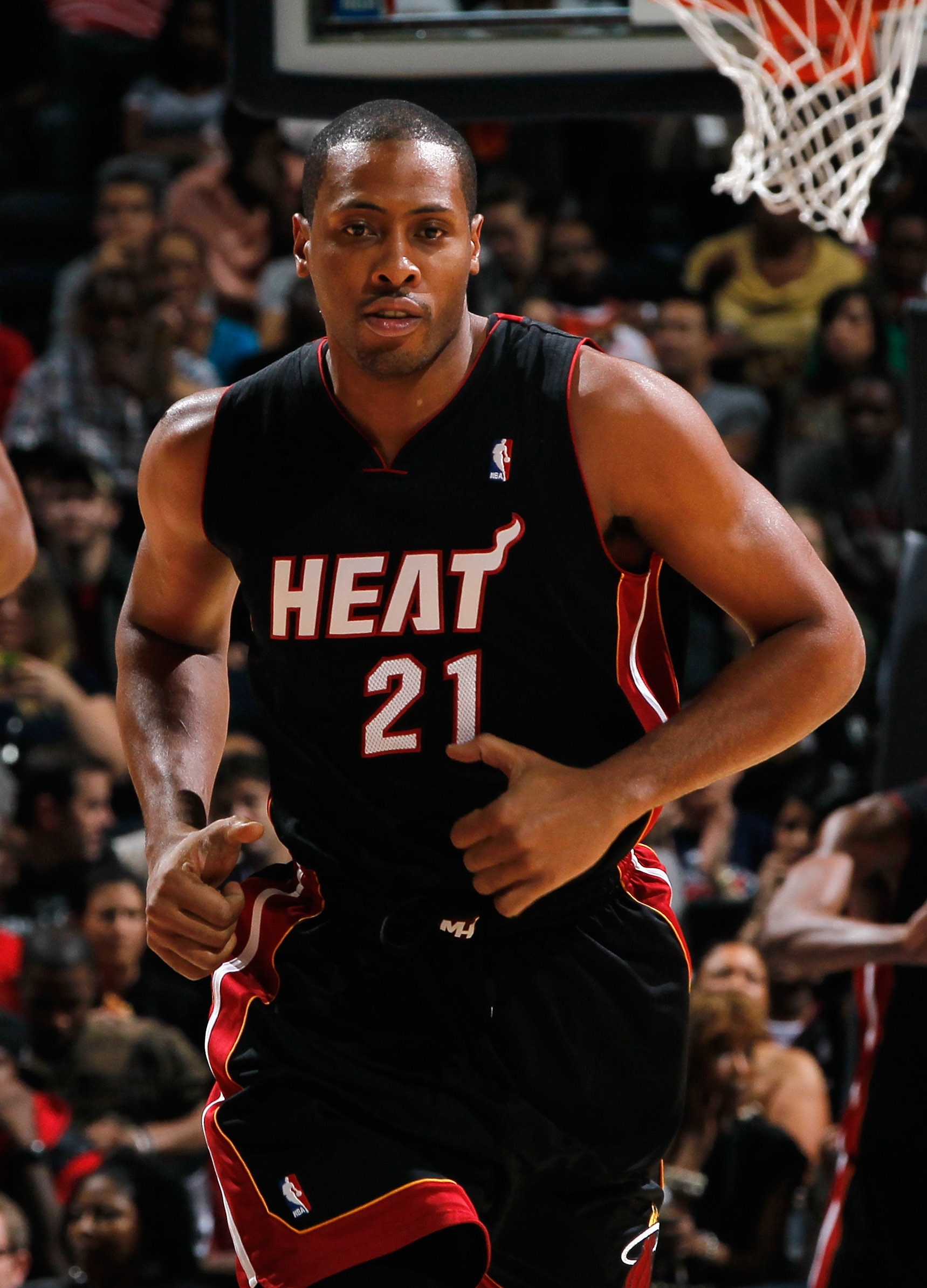 ATLANTA - OCTOBER 21: Jamaal Magloire #21 of the Miami Heat against the Atlanta Hawks at Philips Arena on October 21, 2010 in Atlanta, Georgia. (Photo by Kevin C. Cox/Getty Images) ATLANTA - OCTOBER 21: Jamaal Magloire #21 of the Miami Heat against the Atlanta Hawks at Philips Arena on October 21, 2010 in Atlanta, Georgia. (Photo by Kevin C. Cox/Getty Images)