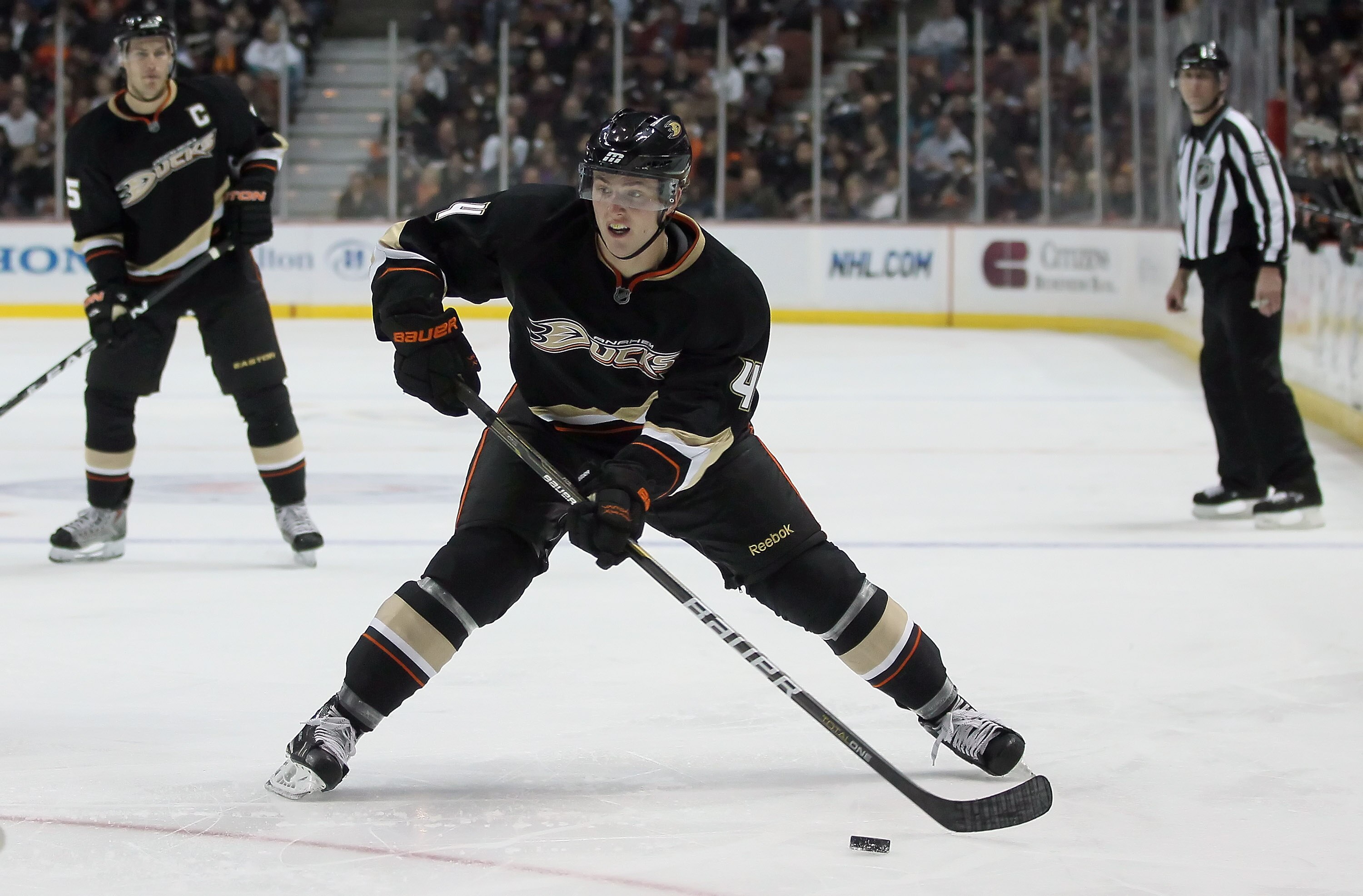 ANAHEIM, CA - FEBRUARY 27:  Cam Fowler #4 of the Anaheim Ducks skates against the Colorado Avalanche at Honda Center on February 27, 2011 in Anaheim, California.  (Photo by Jeff Gross/Getty Images)