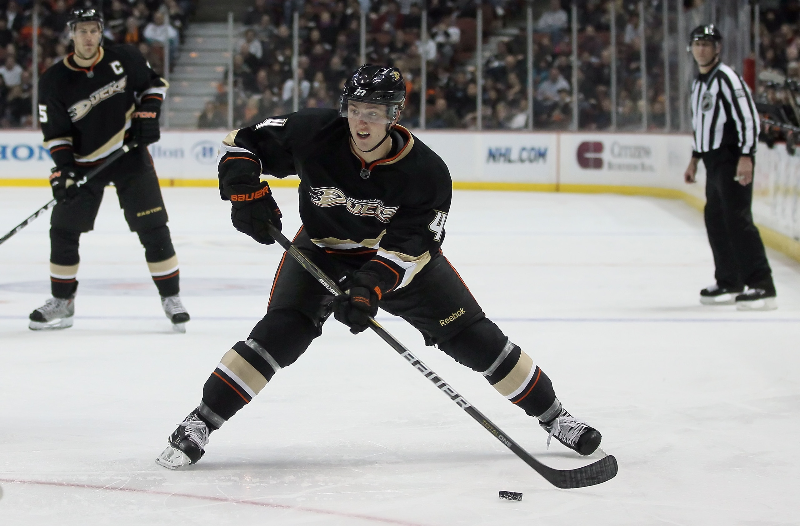 ANAHEIM, CA - FEBRUARY 27:  Cam Fowler #4 of the Anaheim Ducks skates against the Colorado Avalanche at Honda Center on February 27, 2011 in Anaheim, California.  (Photo by Jeff Gross/Getty Images)