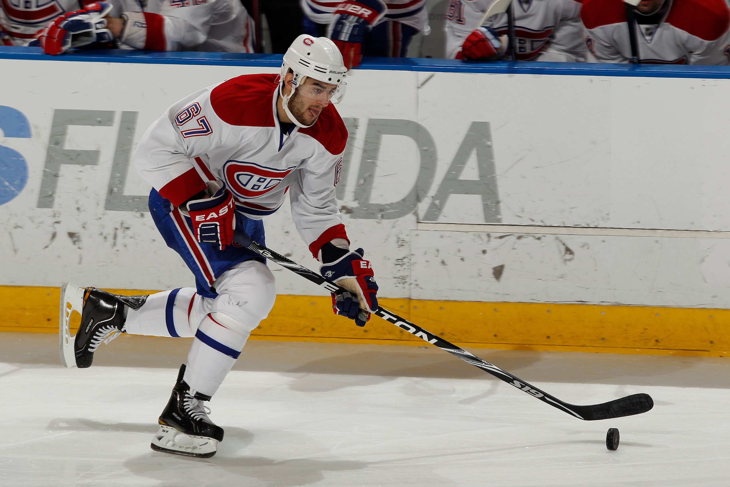 SUNRISE, FL - MARCH 3: Max Pacioretty #67 of the Montreal Canadiens carries the puck up ice against the Florida Panthers on March 3, 2011 at the BankAtlantic Center in Sunrise, Florida. The Canadiens defeated the Panthers 4-0. (Photo by Joel Auerbach/Gett