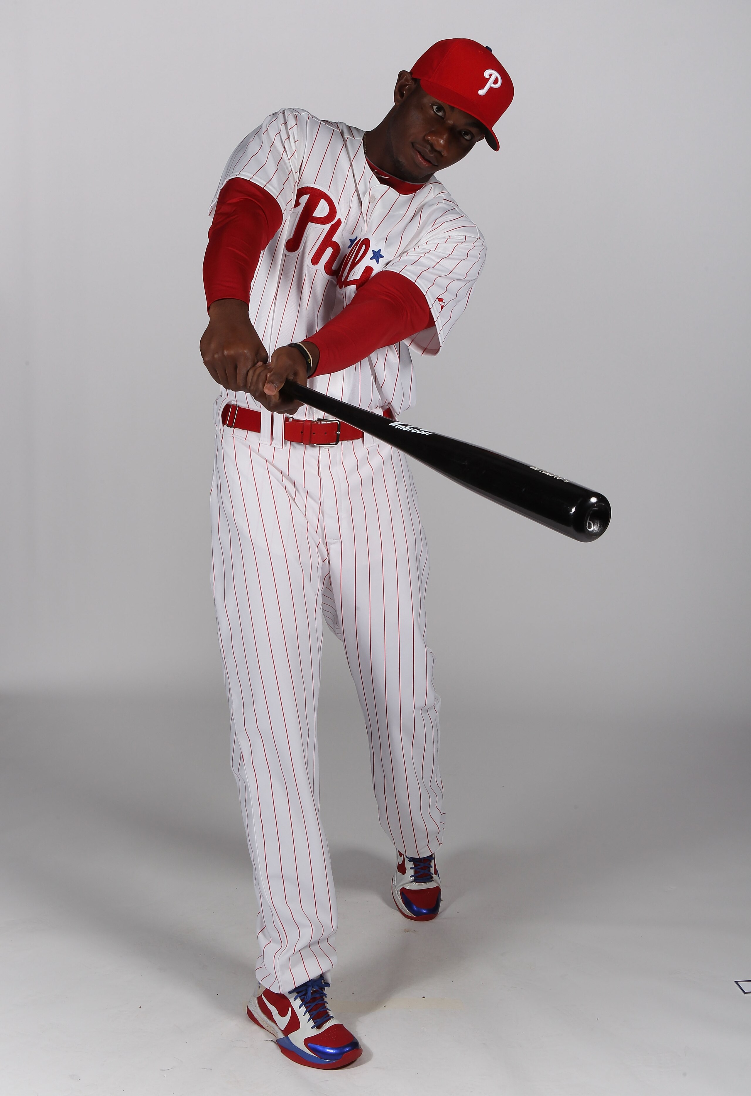 CLEARWATER, FL - FEBRUARY 22:  Domonic Brown #9 of the Philadelphia Phillies poses for a photo during Spring Training Media Photo Day at Bright House Networks Field on February 22, 2011 in Clearwater, Florida.  (Photo by Nick Laham/Getty Images)