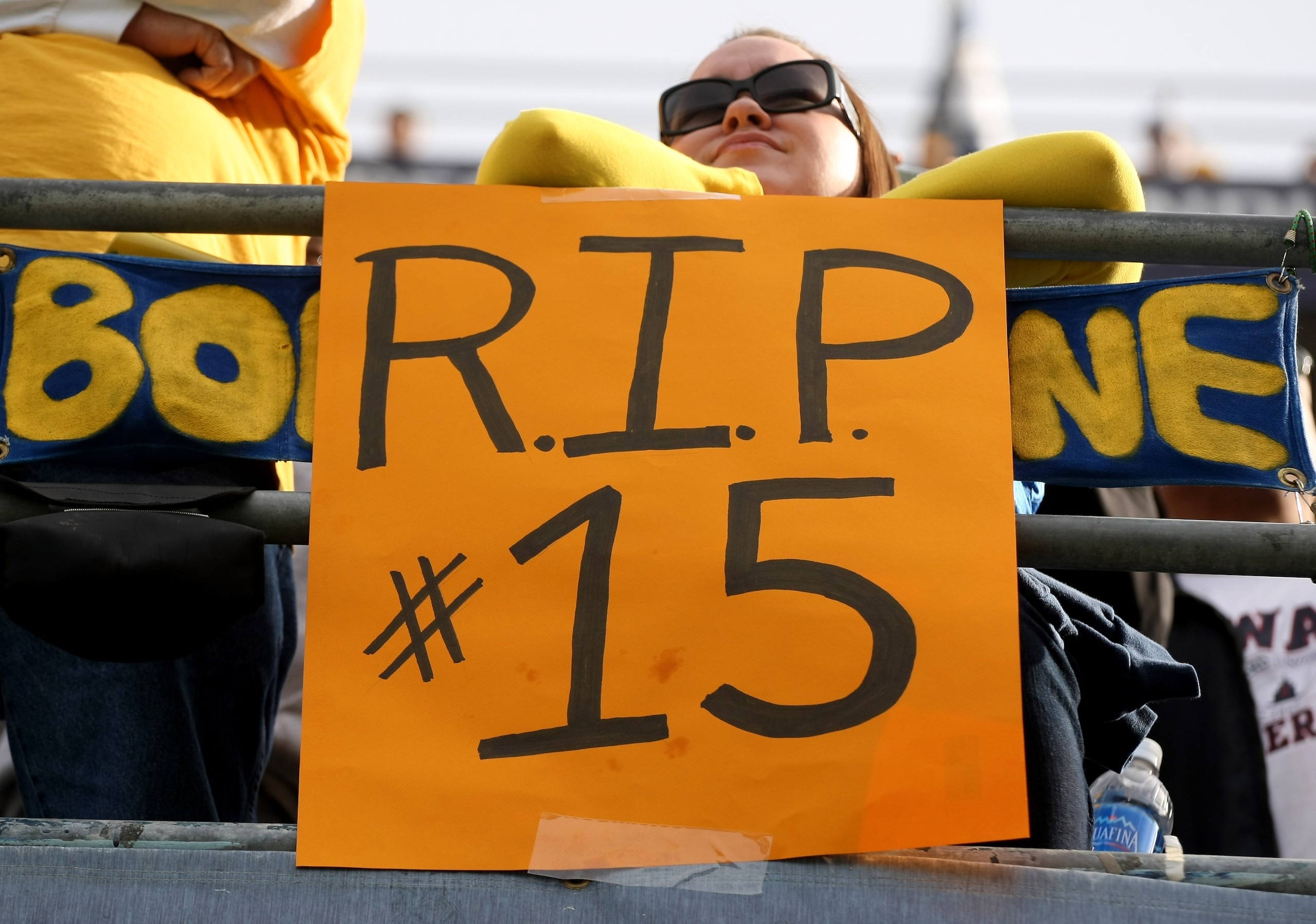 SAN DIEGO - DECEMBER 20:  Chargers fans display a sign honoring deceased Bengal Chris Henry during warmups for the game between the Cincinnati Bengals and the San Diego Chargers on December 20, 2009 at Qualcomm Stadium in San Diego, California.  (Photo by