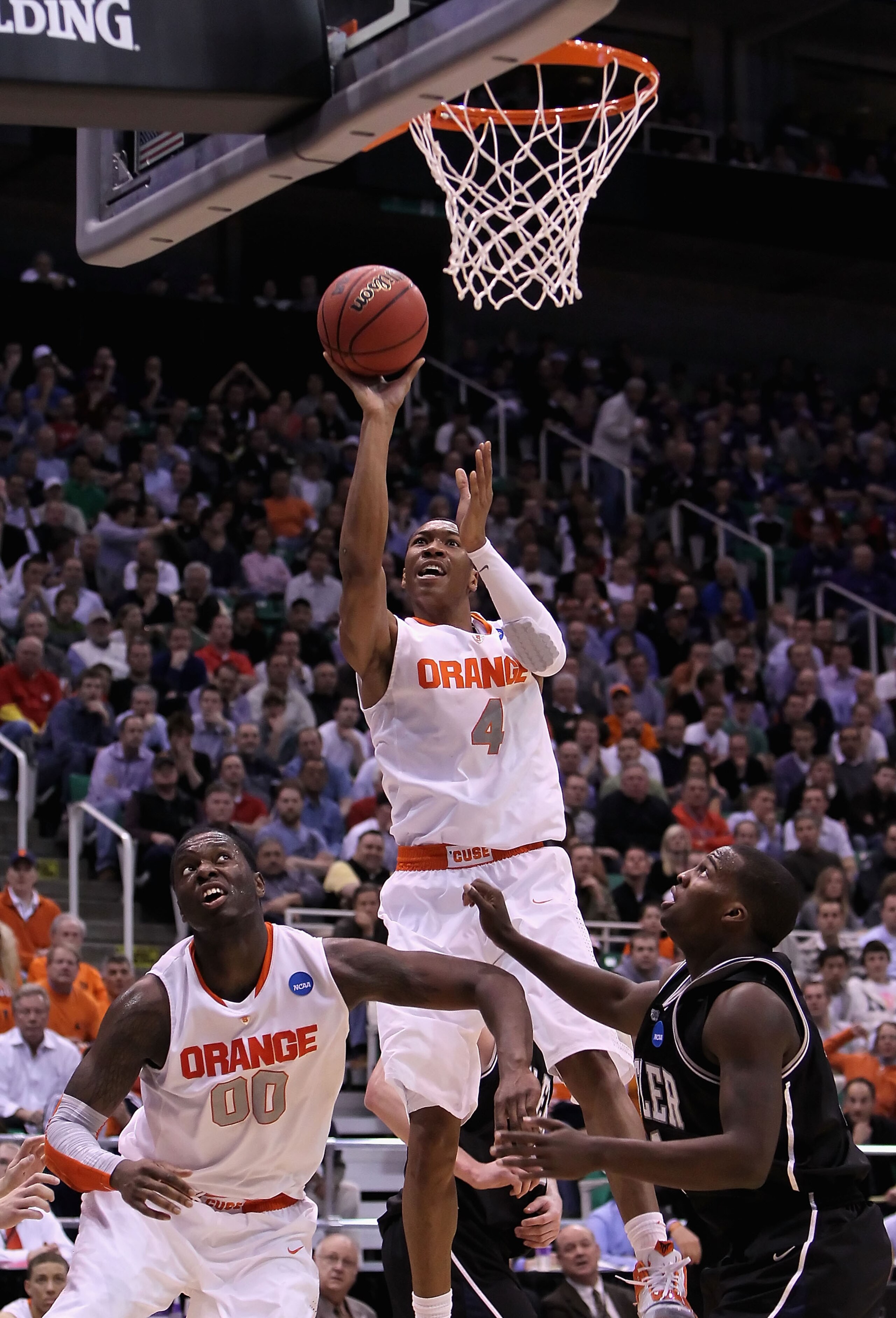 SALT LAKE CITY - MARCH 25:  Wes Johnson #4 of the Syracuse Orange puts up shot against the Butler Bulldogs during the west regional semifinal of the 2010 NCAA men's basketball tournament at the Energy Solutions Arena on March 25, 2010 in Salt Lake City, U