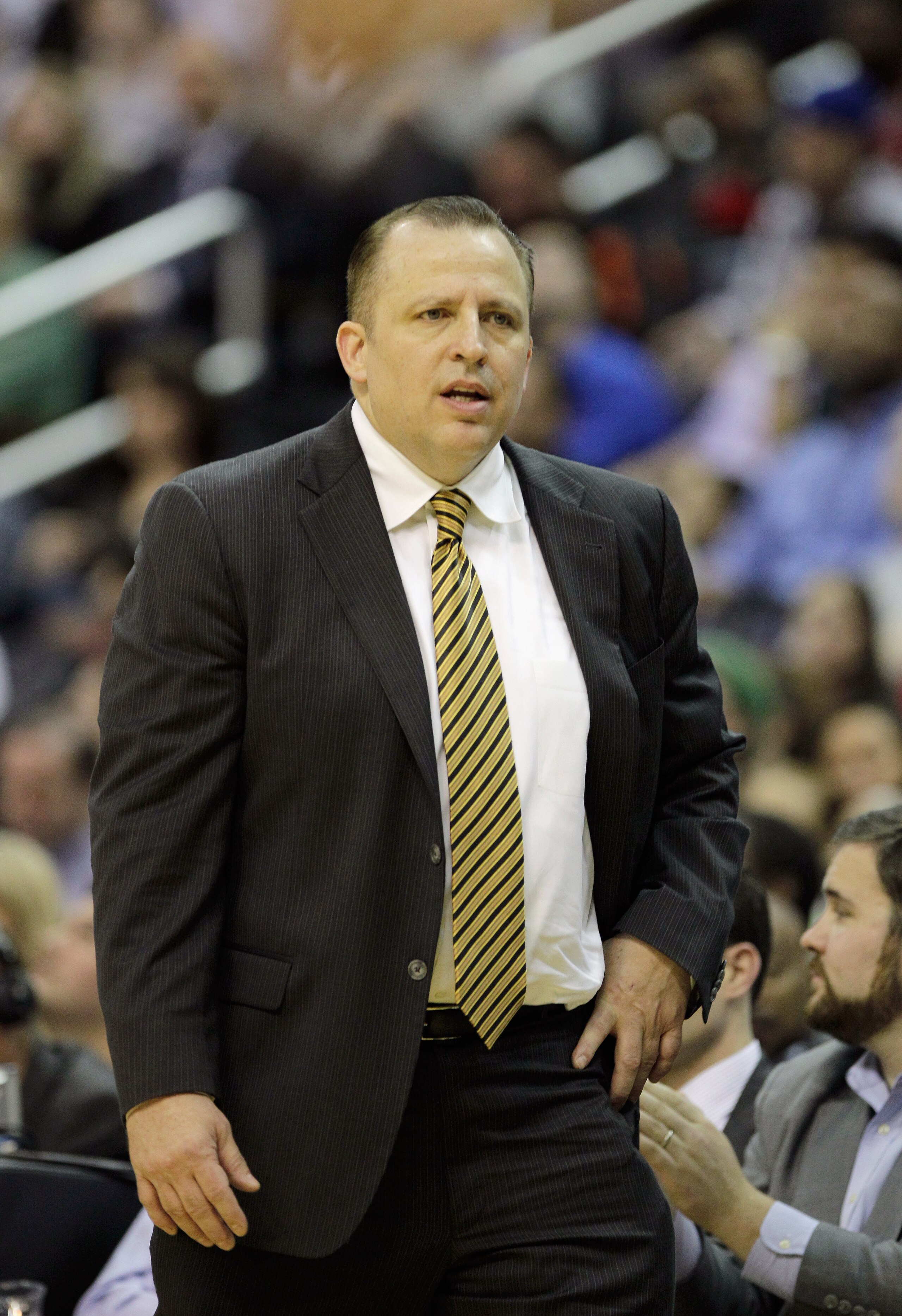 WASHINGTON, DC - FEBRUARY 28:  Head coach Tom Thibodeau of the Chicago Bulls looks on from the sideline against the Washington Wizards at the Verizon Center in Washington on February 28, 2011 in Washington, DC. NOTE TO USER: User expressly acknowledges an