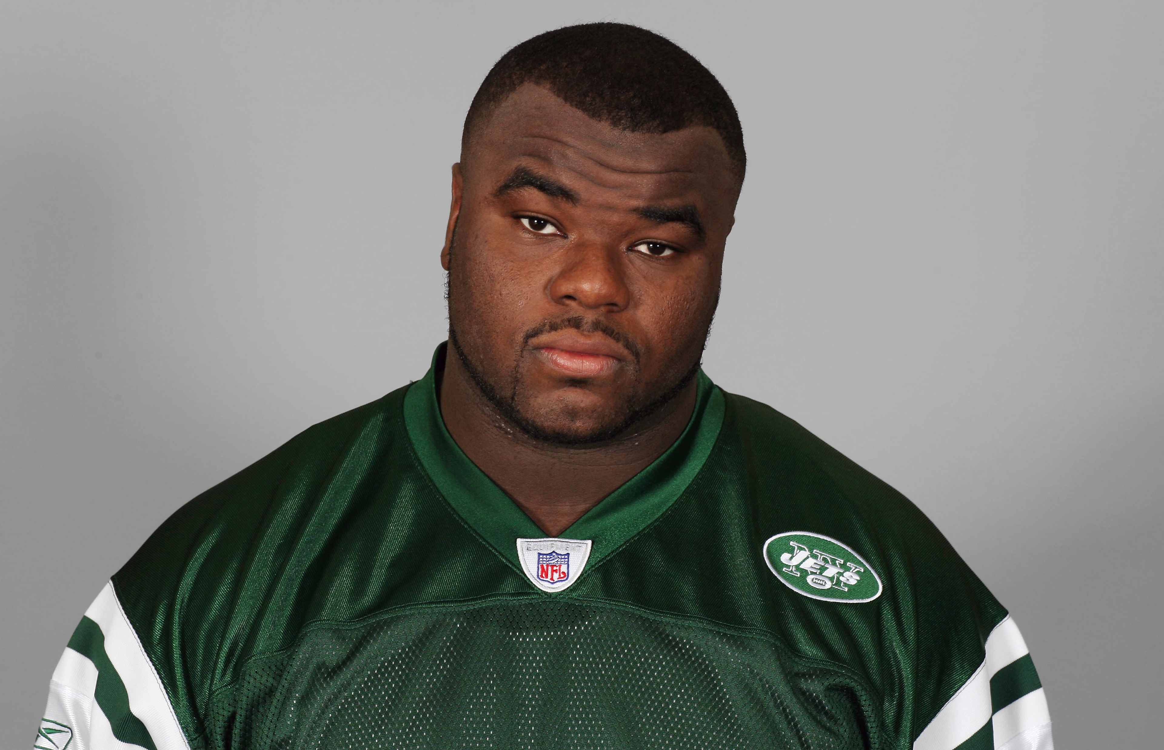 EAST RUTHERFORD, NJ - 2007:  Dewayne Robertson of the New York Jets poses for his 2007 NFL headshot at photo day in East Rutherford, New Jersey.  (Photo by Getty Images)