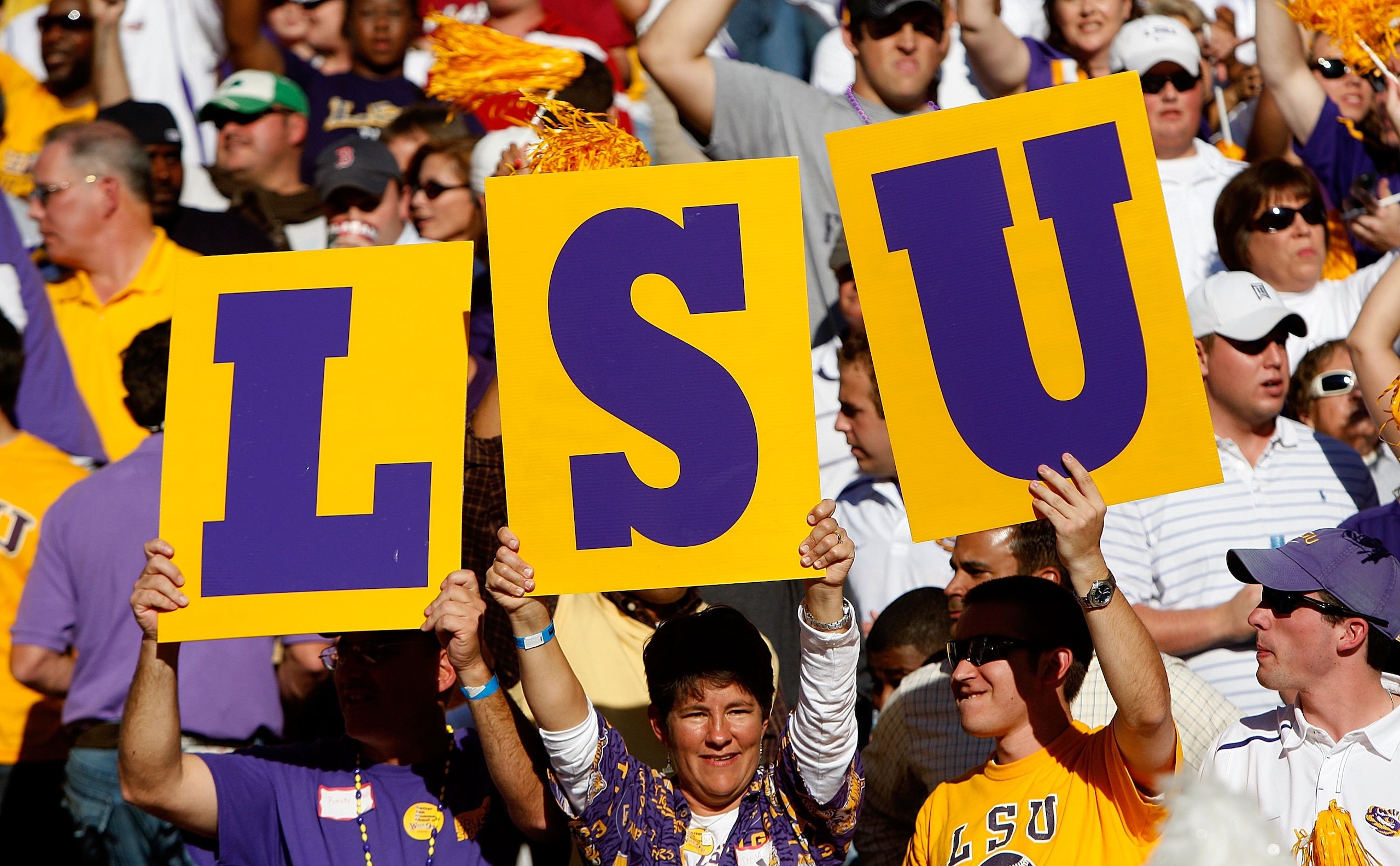 TUSCALOOSA, AL - NOVEMBER 07: Fans of the Louisiana State University Tigers hold up a sign against the Alabama Crimson Tide at Bryant-Denny Stadium on November 7, 2009 in Tuscaloosa, Alabama. (Photo by Kevin C. Cox/Getty Images) TUSCALOOSA, AL - NOVEMBER 07: Fans of the Louisiana State University Tigers hold up a sign against the Alabama Crimson Tide at Bryant-Denny Stadium on November 7, 2009 in Tuscaloosa, Alabama. (Photo by Kevin C. Cox/Getty Images)