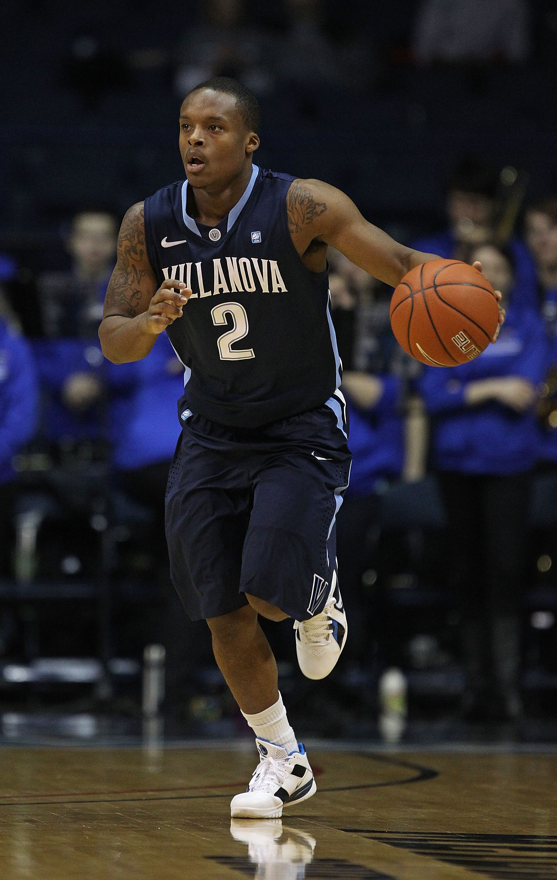 ROSEMONT, IL - FEBRUARY 19: Maalik Wayns #2 of the Villanova Wildcats brings the ball up the court against the DePaul Blue Demons at the Allstate Arena on February 19, 2011 in Rosemont, Illinois. Villanova defeated DePaul 77-75 in overtime. (Photo by Jona