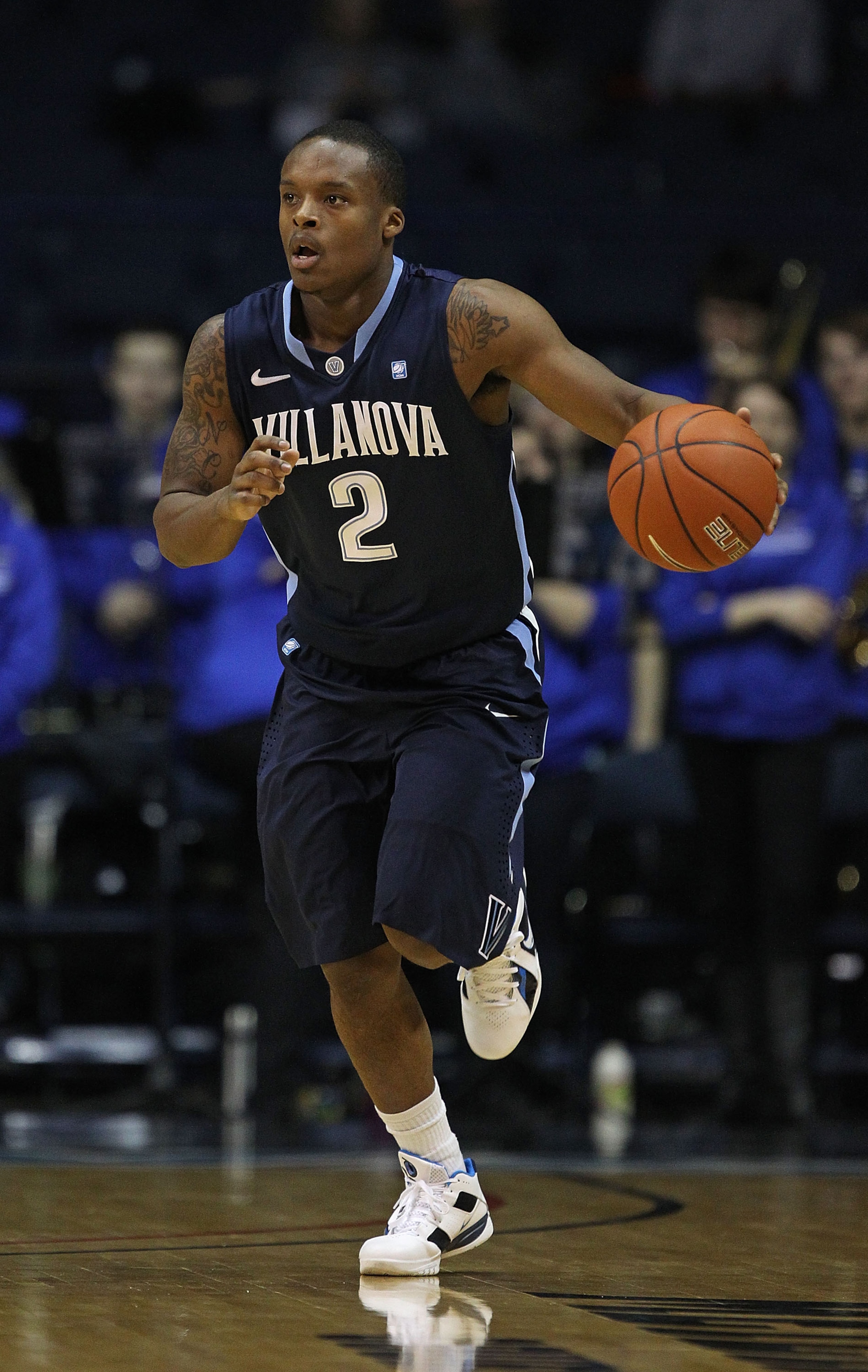 ROSEMONT, IL - FEBRUARY 19: Maalik Wayns #2 of the Villanova Wildcats brings the ball up the court against the DePaul Blue Demons at the Allstate Arena on February 19, 2011 in Rosemont, Illinois. Villanova defeated DePaul 77-75 in overtime. (Photo by Jona