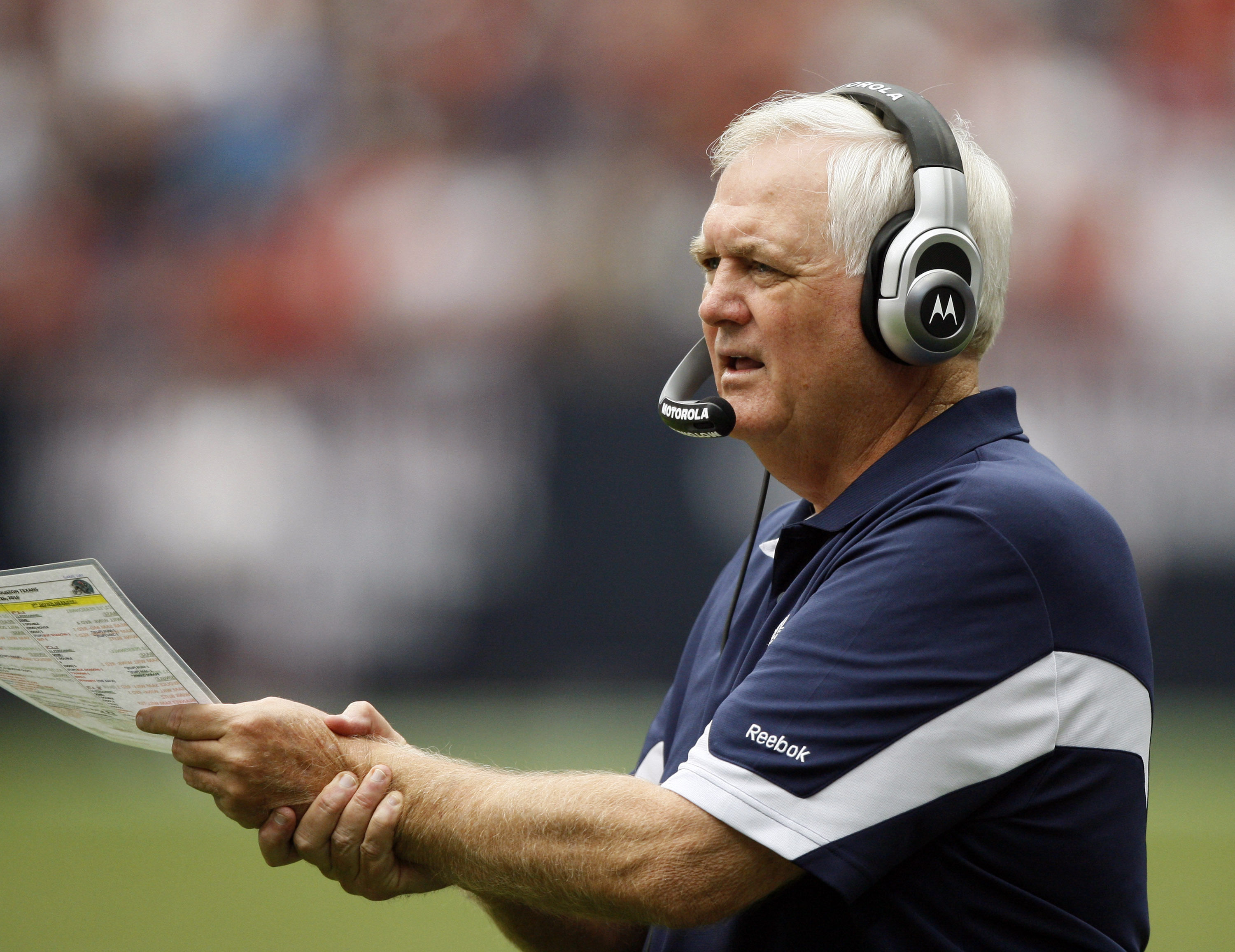 HOUSTON - SEPTEMBER 26:  Head coach Wade Phillips of the Dallas Cowboys looks on from the sideline during a football game against the Houston Texans  at Reliant Stadium on September 26, 2010 in Houston, Texas.  (Photo by Bob Levey/Getty Images)