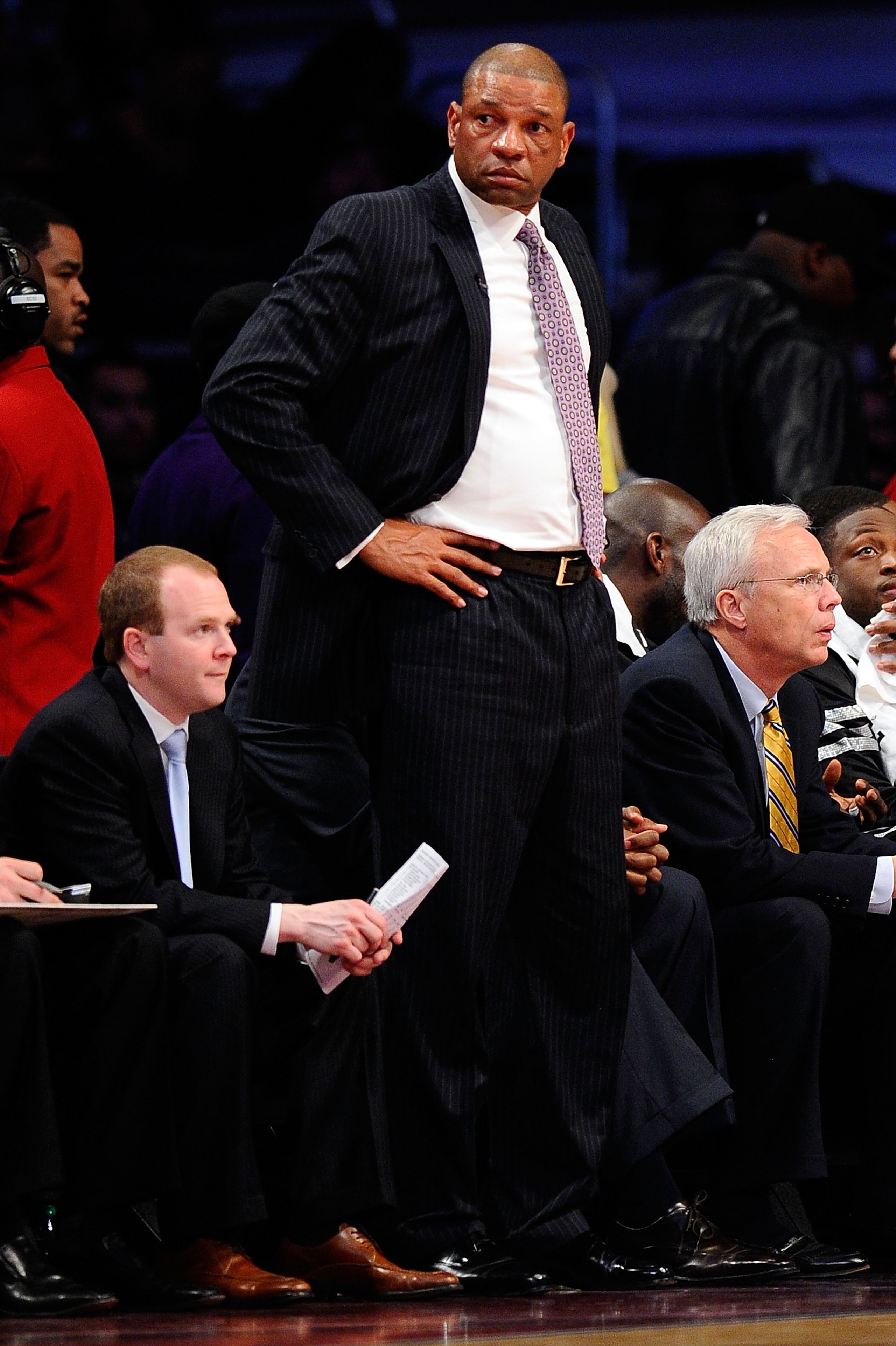 LOS ANGELES, CA - FEBRUARY 20:  Head coach Doc Rivers looks on in the 2011 NBA All-Star Game at Staples Center on February 20, 2011 in Los Angeles, California. NOTE TO USER: User expressly acknowledges and agrees that, by downloading and or using this pho