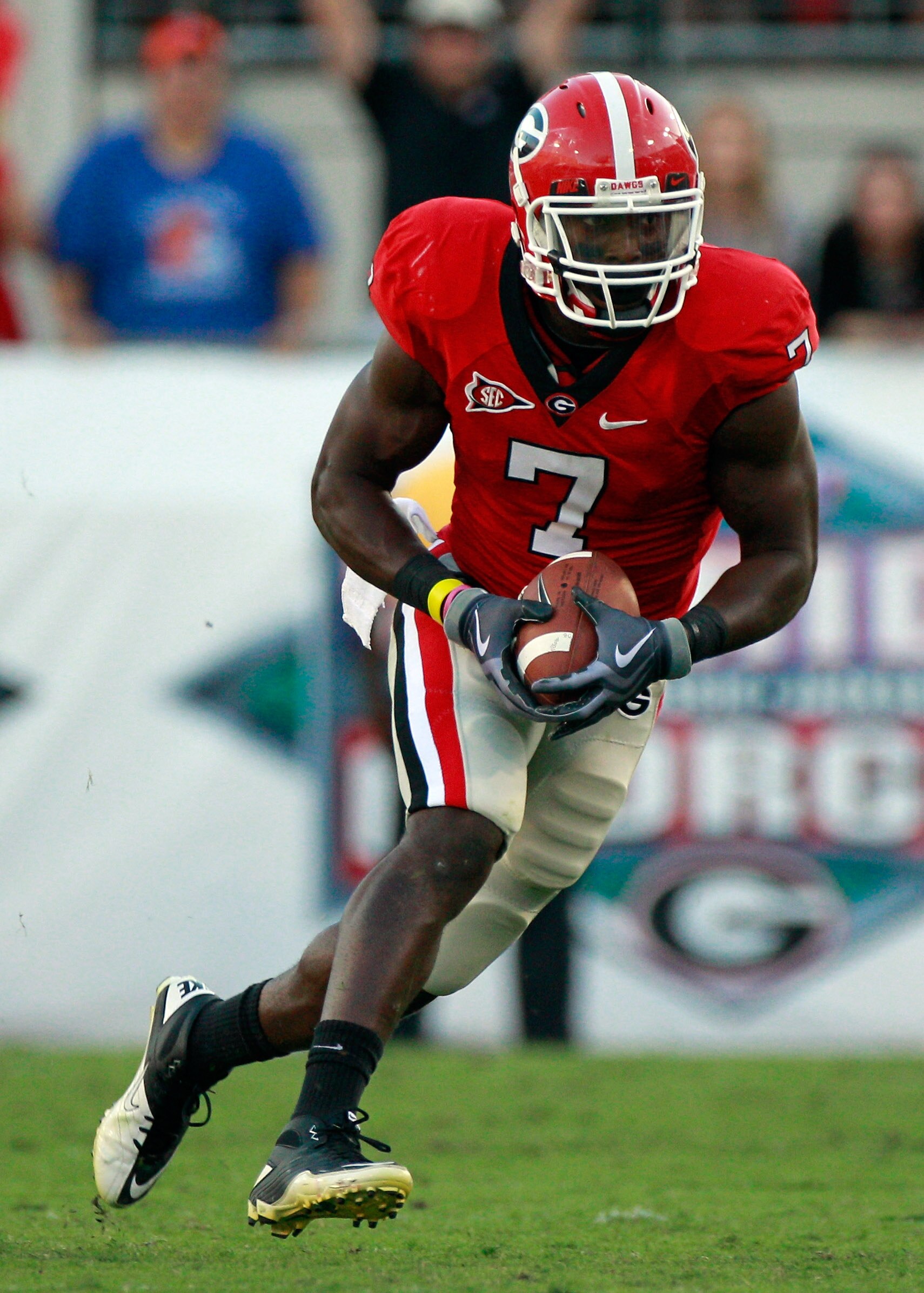 JACKSONVILLE, FL - OCTOBER 30: Orson Charles #7 of the Georgia Bulldogs runs for yardage during the game against the Florida Gators at EverBank Field on October 30, 2010 in Jacksonville, Florida. (Photo by Sam Greenwood/Getty Images) JACKSONVILLE, FL - OCTOBER 30: Orson Charles #7 of the Georgia Bulldogs runs for yardage during the game against the Florida Gators at EverBank Field on October 30, 2010 in Jacksonville, Florida. (Photo by Sam Greenwood/Getty Images)