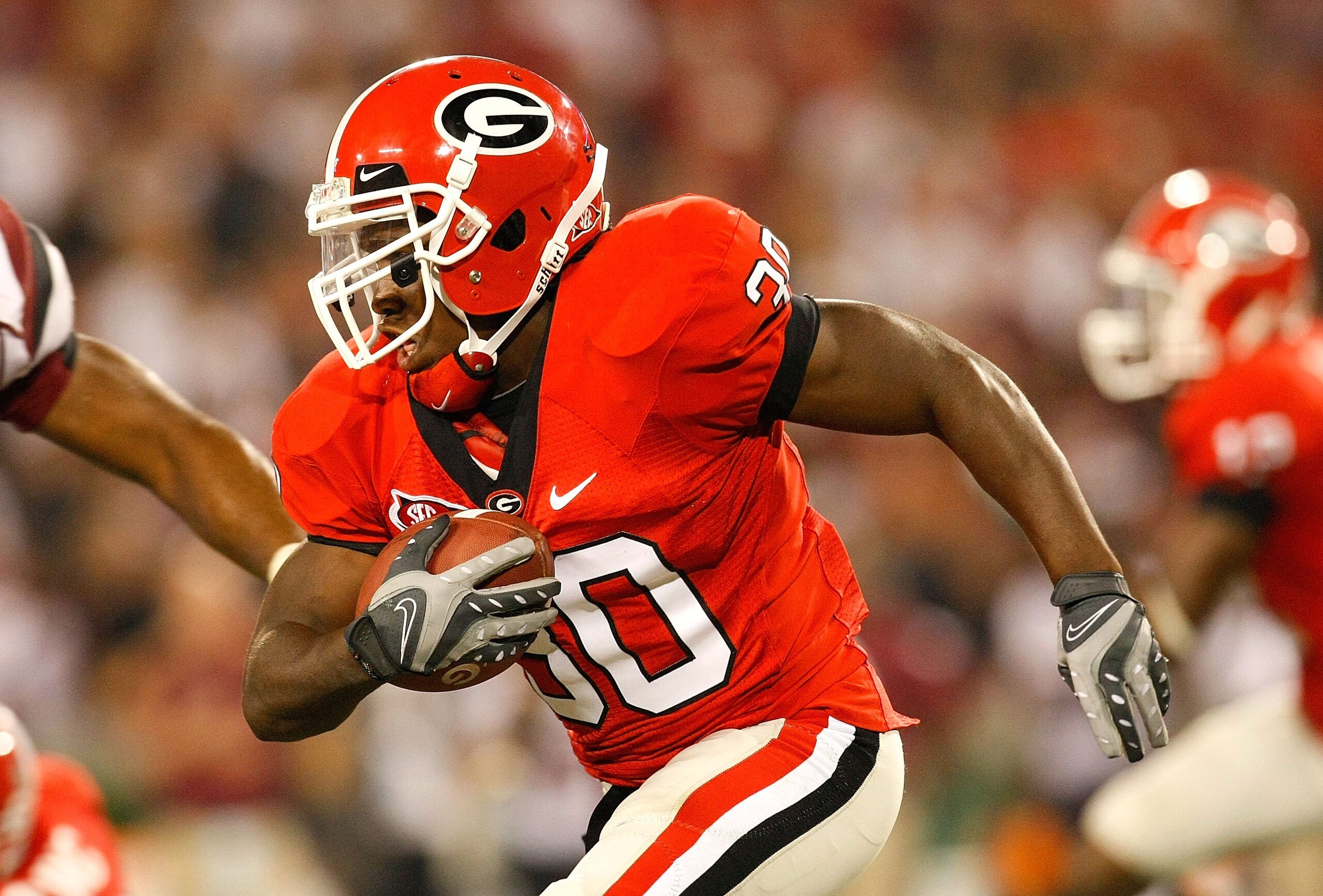 ATHENS, GA - SEPTEMBER 12:  Carlton Thomas #30 of the Georgia Bulldogs against the South Carolina Gamecocks at Sanford Stadium on September 12, 2009 in Athens, Georgia.  (Photo by Kevin C. Cox/Getty Images)