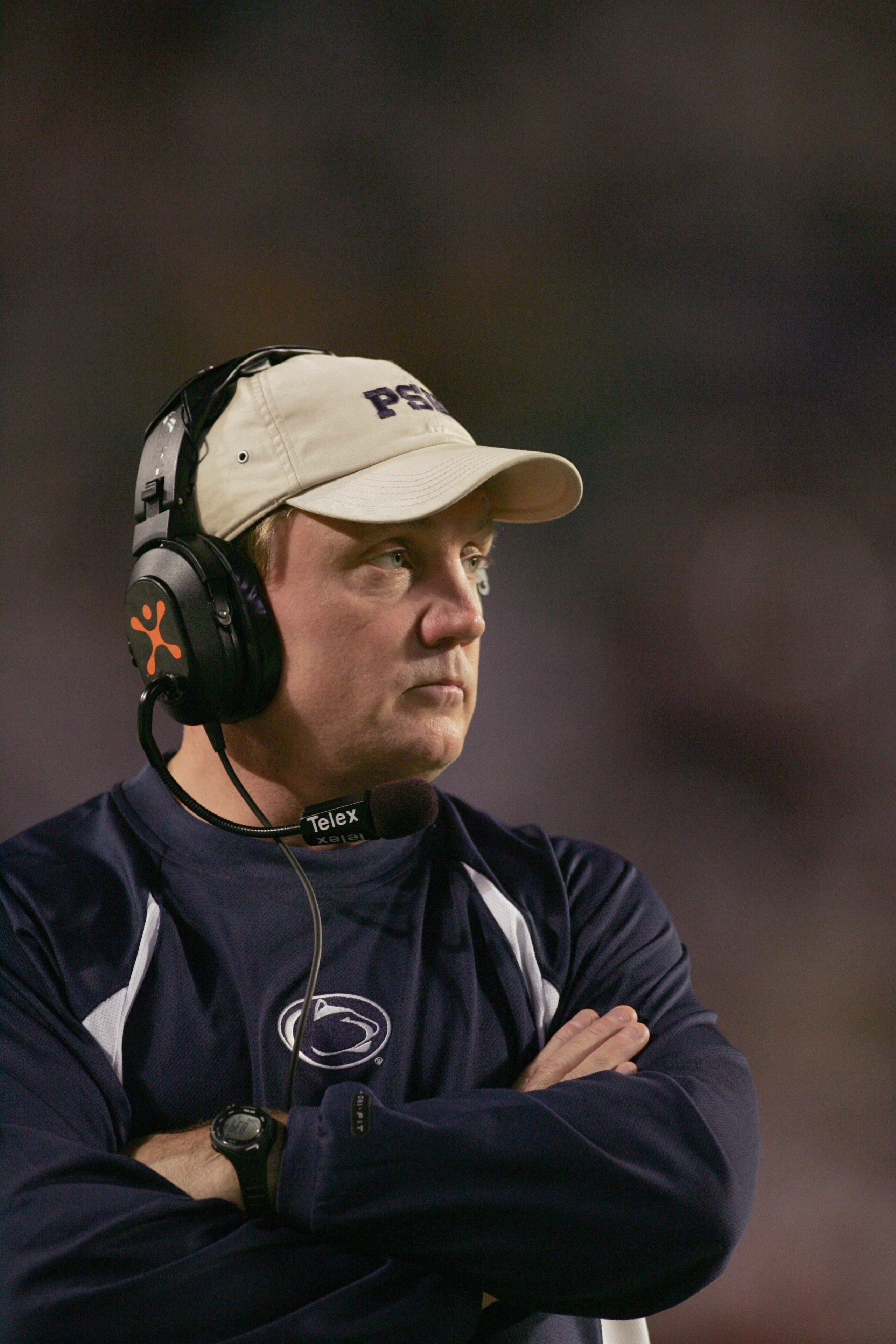 MIAMI GARDENS, FL - JANUARY 3: Defensive coach Tom Bradley of the Penn State Nittany Lions looks on from the sidelines during the 72nd Fed Ex Orange Bowl against the Florida State Seminoles at Dolphins Stadium on January 3, 2005 in Miami Gardens, Florida MIAMI GARDENS, FL - JANUARY 3: Defensive coach Tom Bradley of the Penn State Nittany Lions looks on from the sidelines during the 72nd Fed Ex Orange Bowl against the Florida State Seminoles at Dolphins Stadium on January 3, 2005 in Miami Gardens, Florida