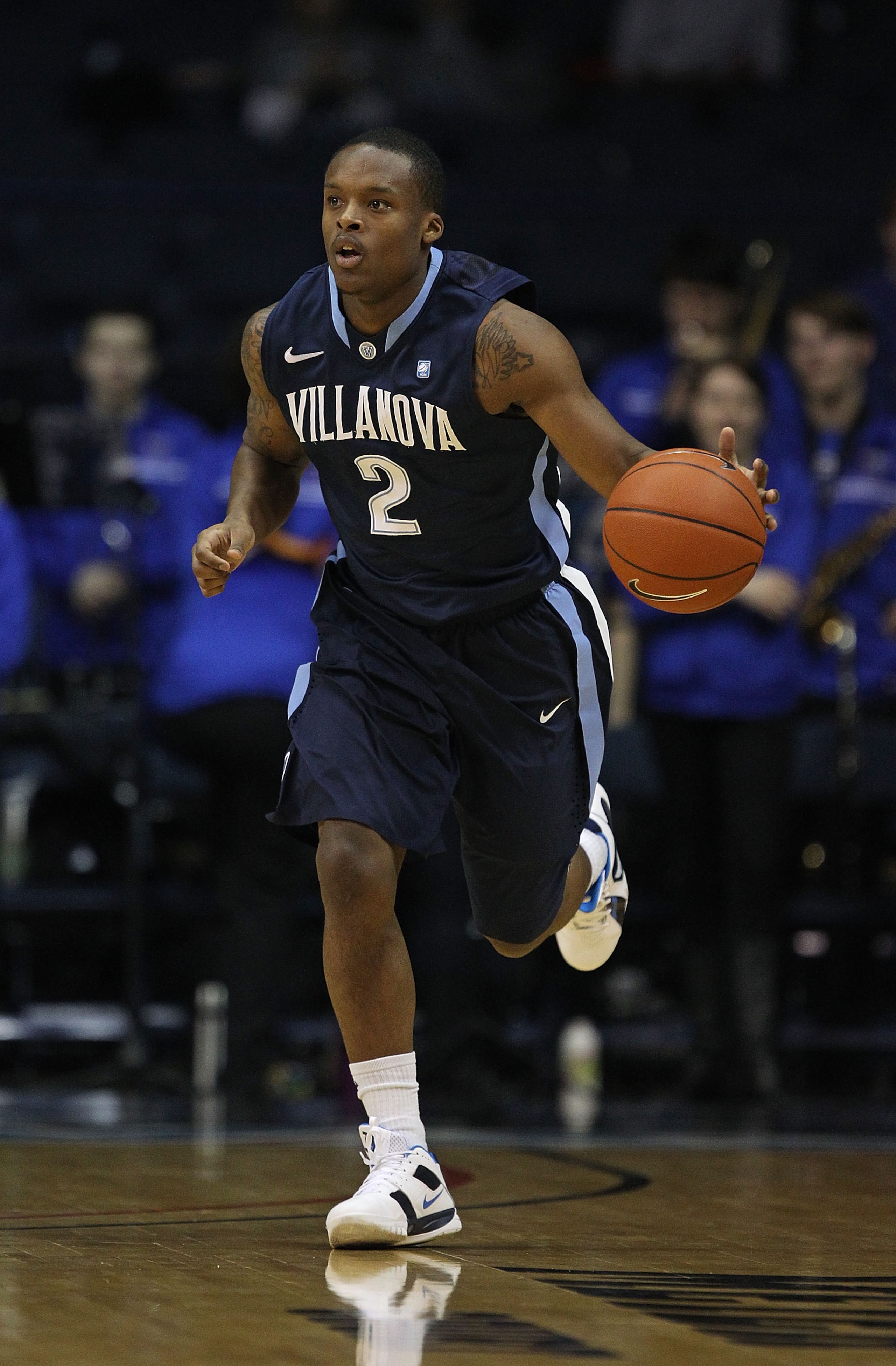 ROSEMONT, IL - FEBRUARY 19: Maalik Wayns #2 of the Villanova Wildcats brings the ball up the court against the DePaul Blue Demons at the Allstate Arena on February 19, 2011 in Rosemont, Illinois. Villanova defeated DePaul 77-75 in overtime. (Photo by Jona