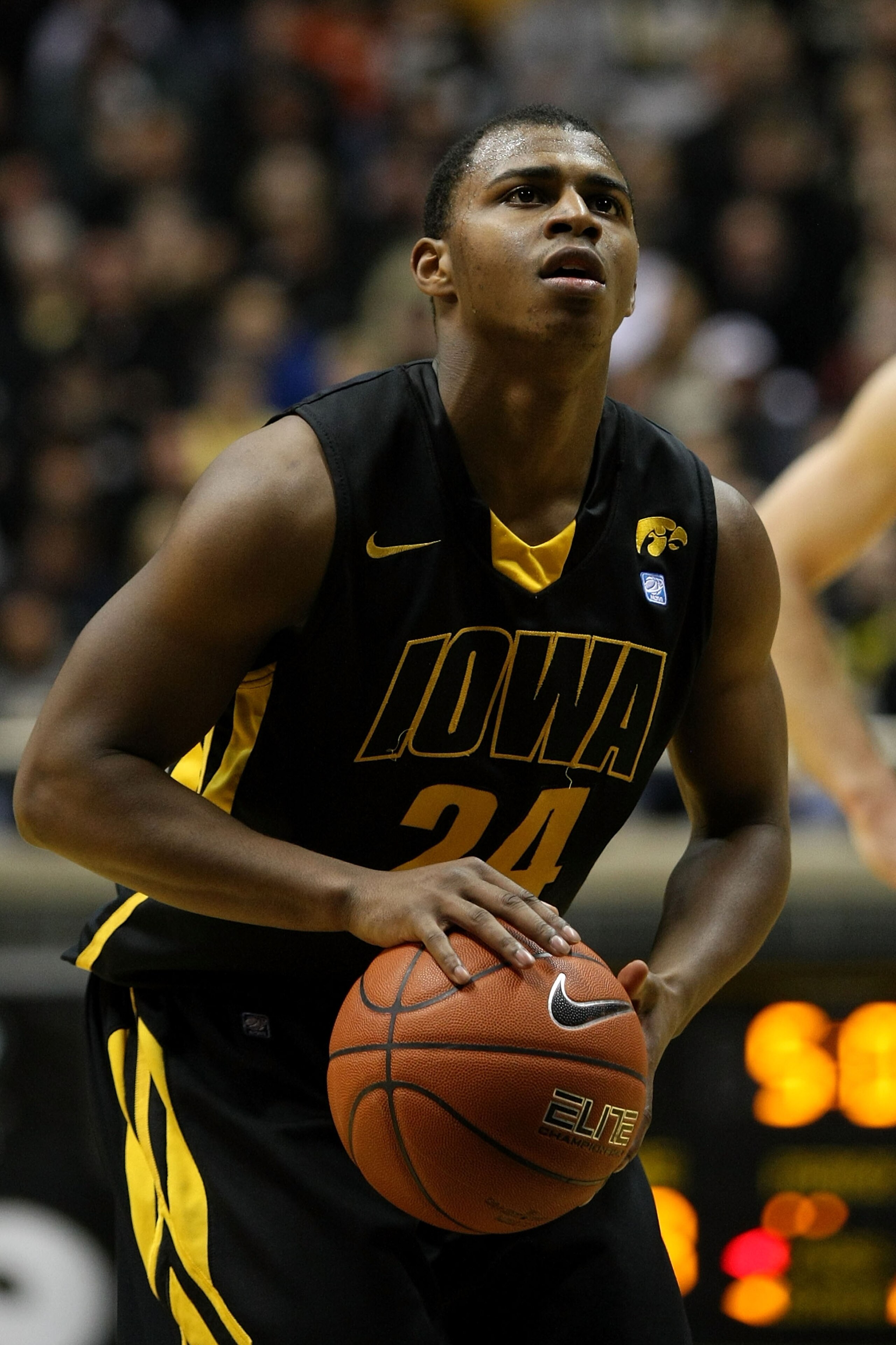 WEST LAFAYETTE, IN - JANUARY 09: Bryce Cartwright #24 of the Iowa Hawkeyes gets set to attempt a free throw against the Purdue Boilermakers at Mackey Arena on January 9, 2011 in West Lafayette, Indiana. Purdue won 75-52. (Photo by Chris Chambers/Getty Im WEST LAFAYETTE, IN - JANUARY 09: Bryce Cartwright #24 of the Iowa Hawkeyes gets set to attempt a free throw against the Purdue Boilermakers at Mackey Arena on January 9, 2011 in West Lafayette, Indiana. Purdue won 75-52. (Photo by Chris Chambers/Getty Im