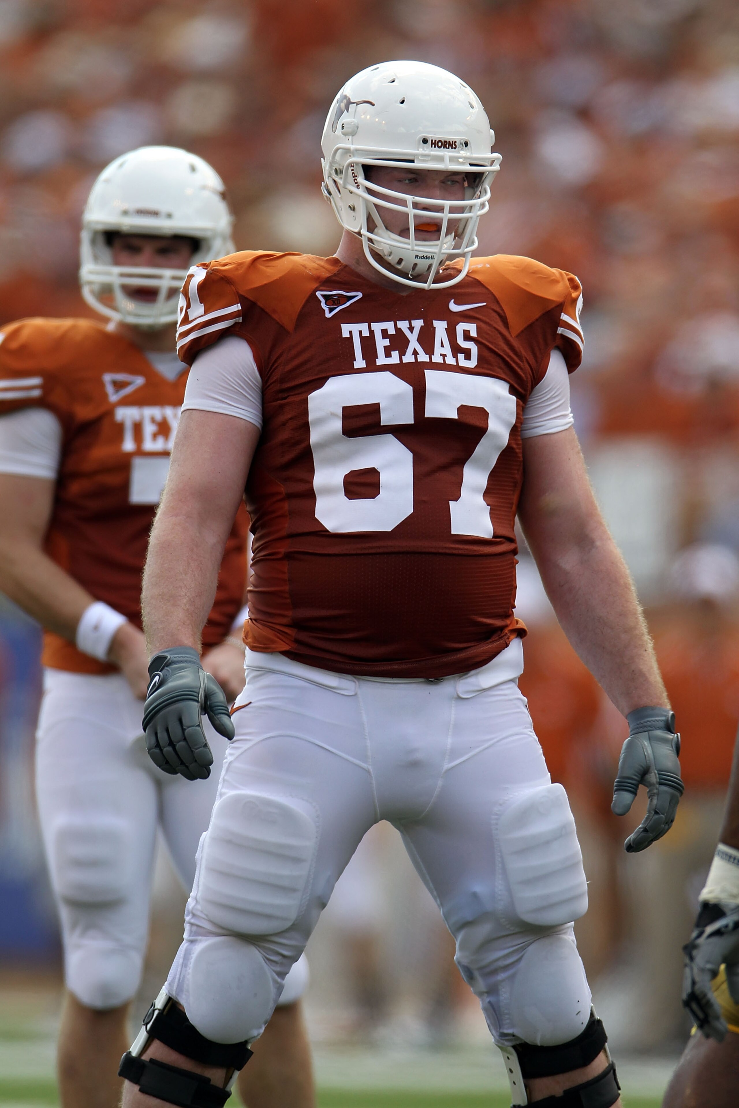 AUSTIN, TX - SEPTEMBER 25: Offensive guard Mason Walters #67 of the Texas Longhorns at Darrell K Royal-Texas Memorial Stadium on September 25, 2010 in Austin, Texas. (Photo by Ronald Martinez/Getty Images) AUSTIN, TX - SEPTEMBER 25: Offensive guard Mason Walters #67 of the Texas Longhorns at Darrell K Royal-Texas Memorial Stadium on September 25, 2010 in Austin, Texas. (Photo by Ronald Martinez/Getty Images)
