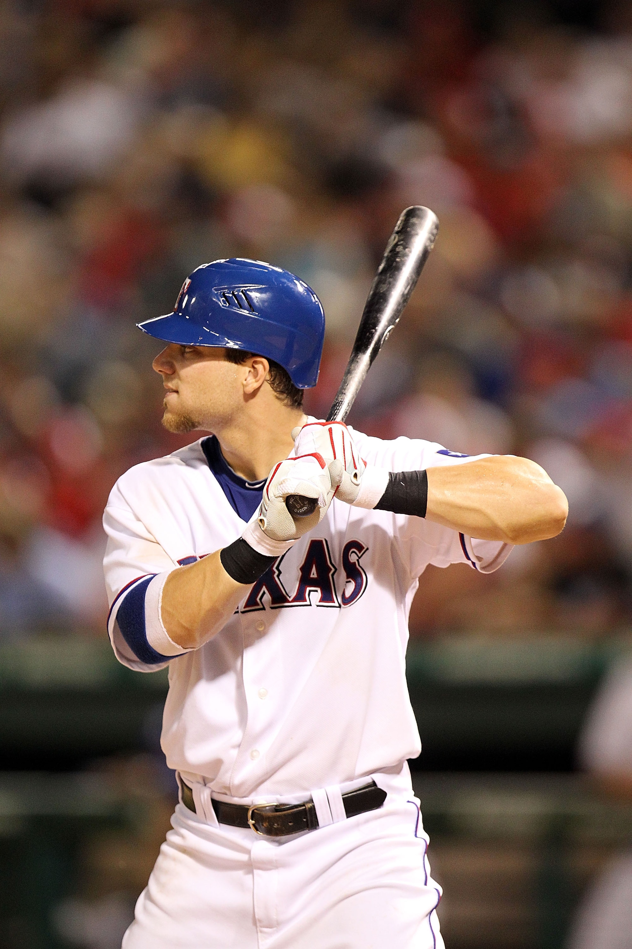 ARLINGTON, TX - JULY 10:  Chris Davis #19 of the Texas Rangers on July 10, 2010 at Rangers Ballpark in Arlington, Texas.  (Photo by Ronald Martinez/Getty Images)