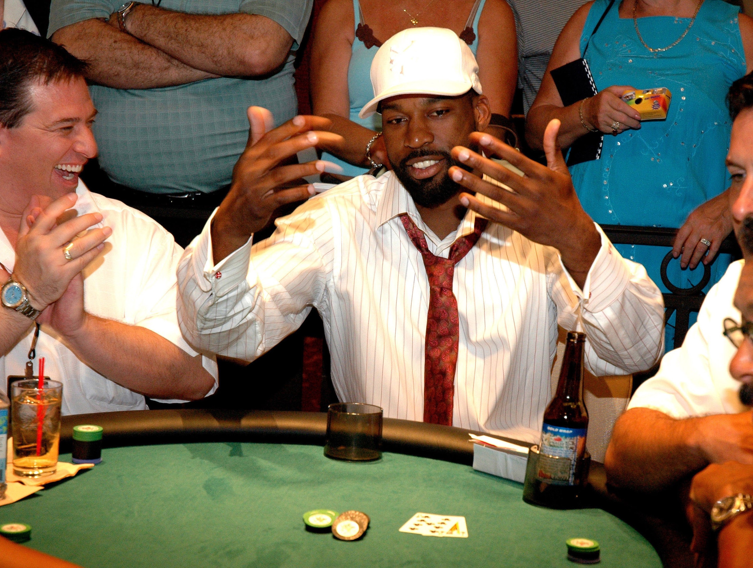 LAS VEGAS - JUNE 24:  In this handout image supplied by the Sports Dream Foundation, Baron Davis plays poker in Celebrity Basketball's 'Old School vs. New School' Poker Tournament on June 24, 2006 in Las Vegas, Nevada.  (Photo by Steve Spatafore/Sports Dr