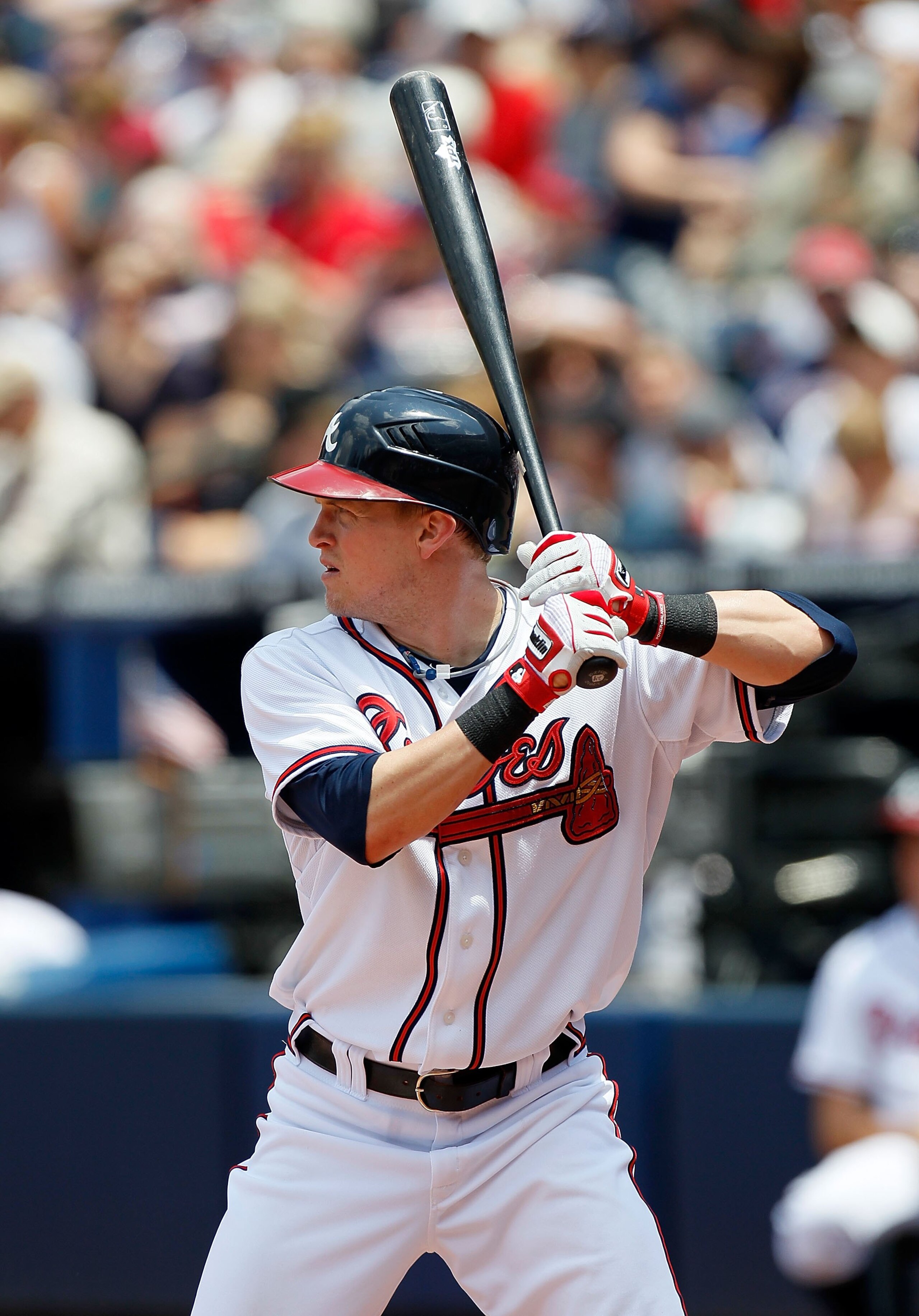 ATLANTA - MAY 31:  Nate McLouth #24 of the Atlanta Braves against the Philadelphia Phillies at Turner Field on May 31, 2010 in Atlanta, Georgia.  (Photo by Kevin C. Cox/Getty Images)
