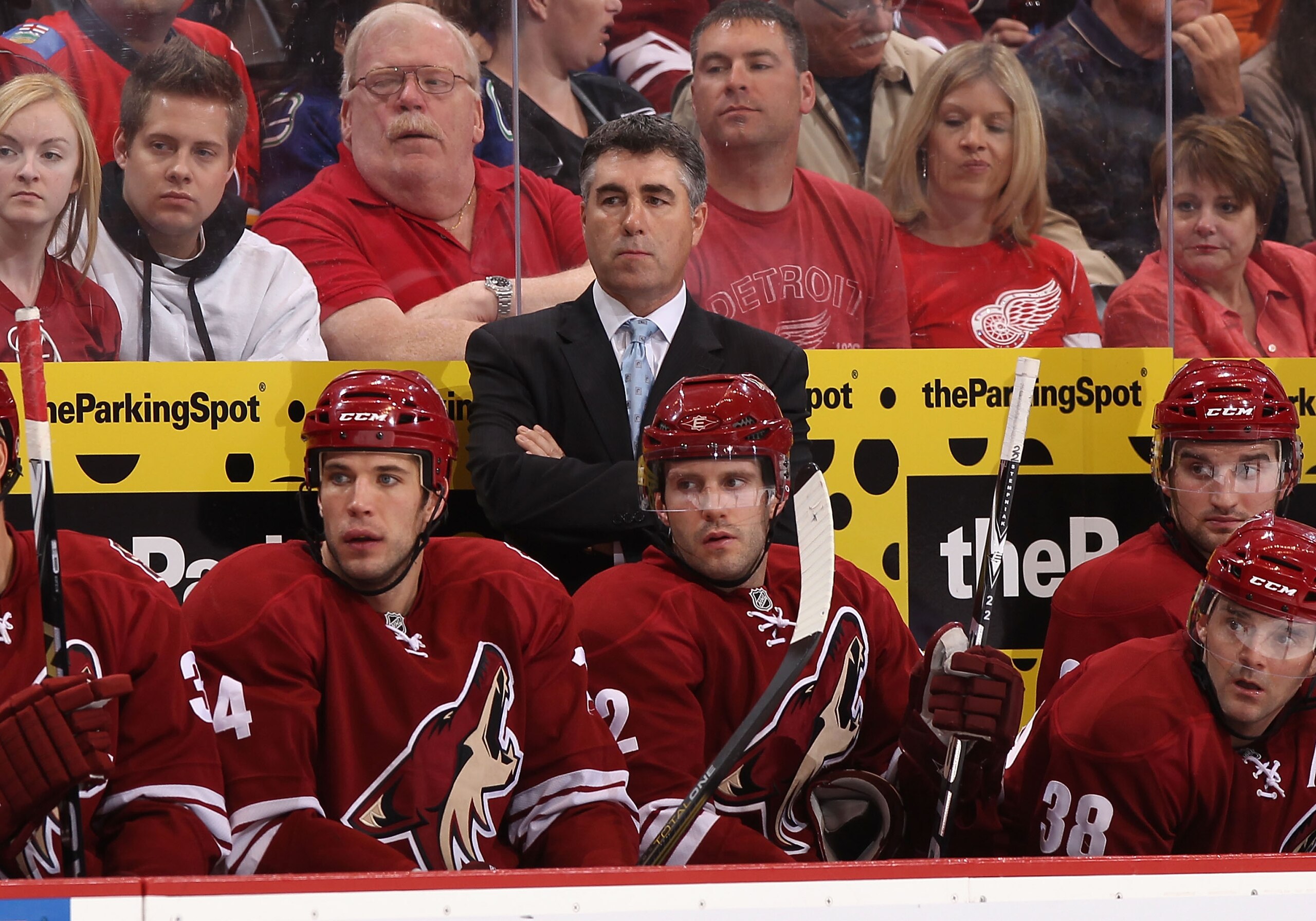 GLENDALE, AZ - MARCH 05: Head coach Dave Tippett of the Phoenix Coyotes during the NHL game against the Detroit Red Wings at Jobing.com Arena on March 5, 2011 in Glendale, Arizona. The Coyotes defeated the Red Wings 5-4 in an overtime shoot out. (Photo GLENDALE, AZ - MARCH 05: Head coach Dave Tippett of the Phoenix Coyotes during the NHL game against the Detroit Red Wings at Jobing.com Arena on March 5, 2011 in Glendale, Arizona. The Coyotes defeated the Red Wings 5-4 in an overtime shoot out. (Photo